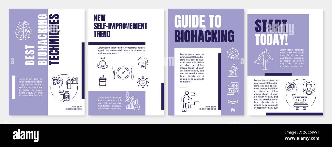 Best biohacking techniques brochure template Stock Vector