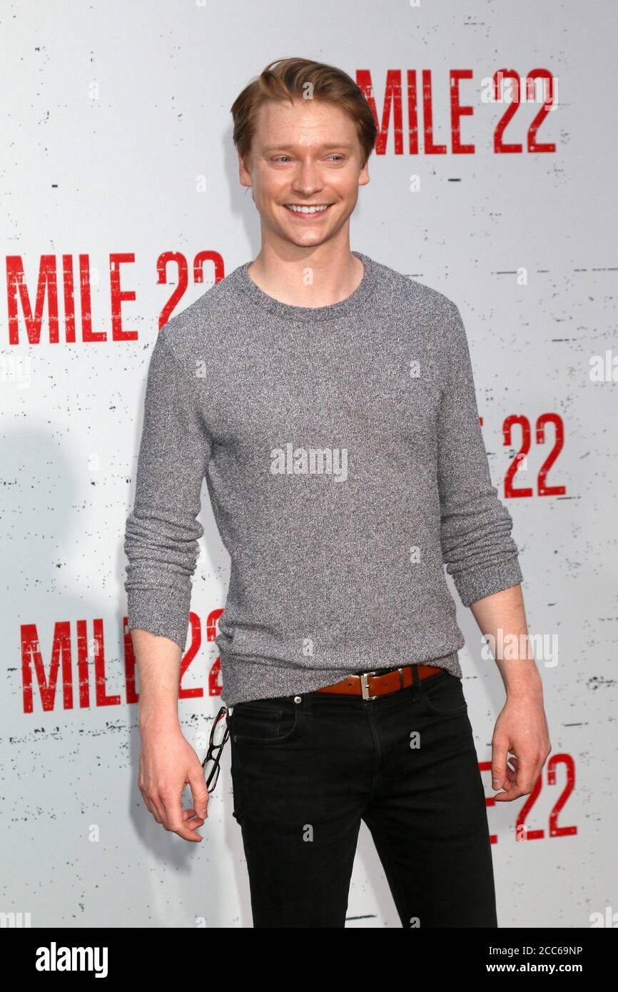 LOS ANGELES - AUG 9: Calum Worthy at the Mile 22 Premiere at the Village  Theater on August 9