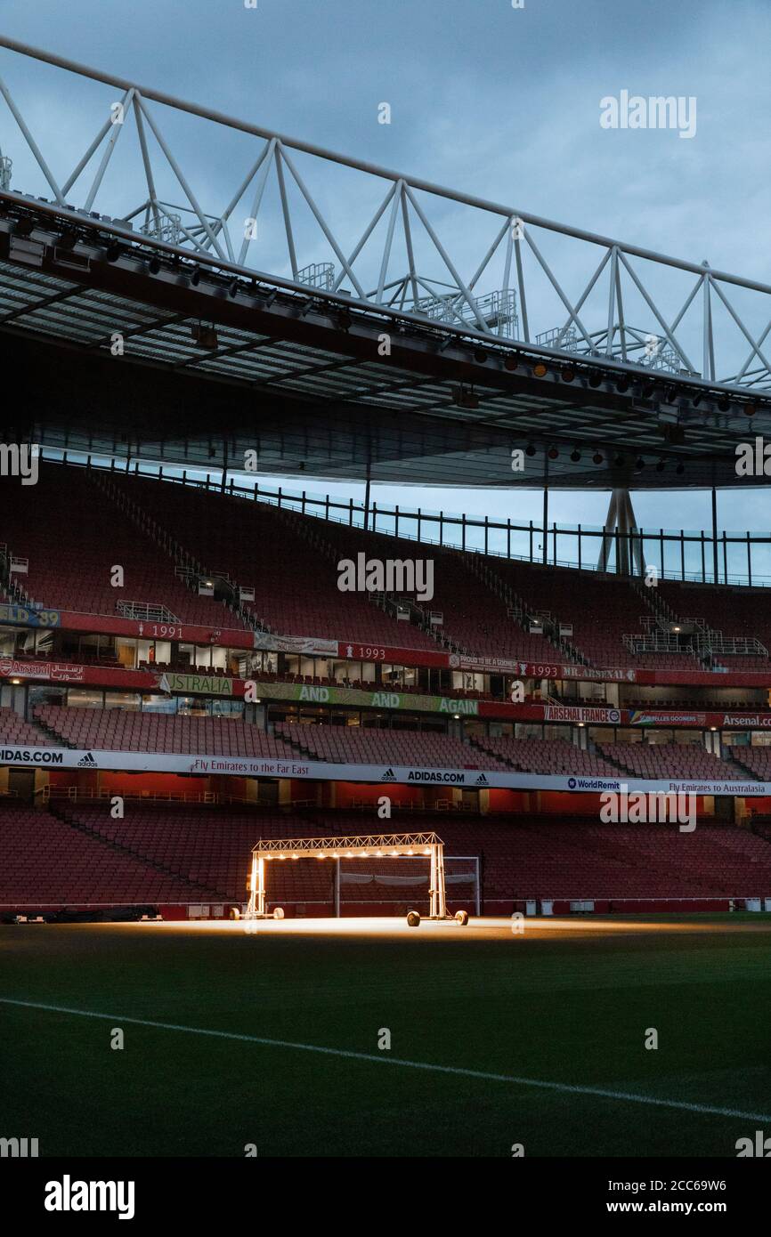 Artificial lighting used during winter months at Emirates Stadium Stock Photo