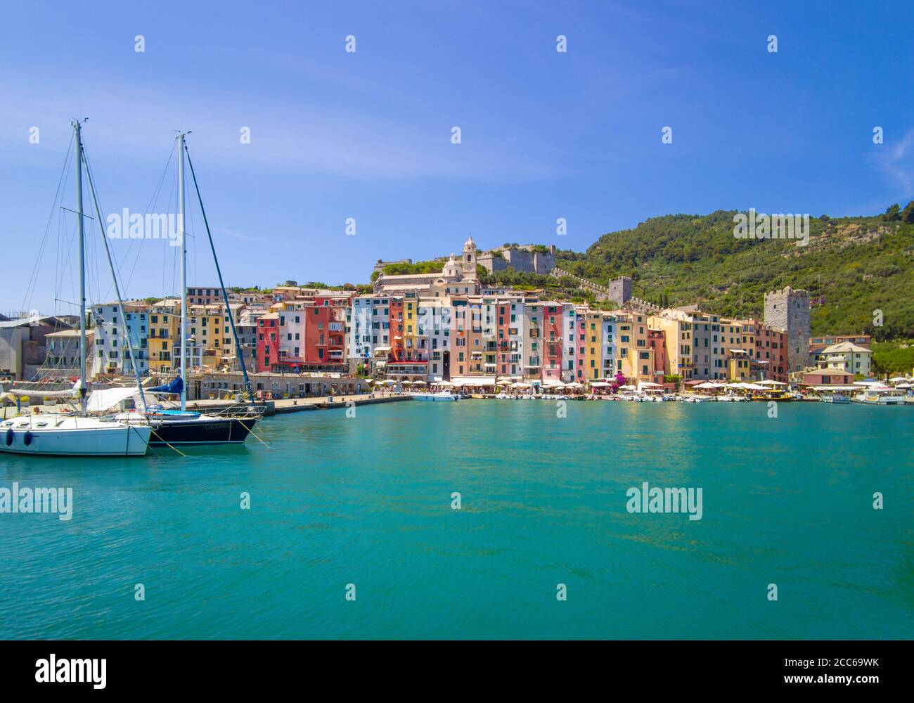 Porto Venere (Italy) - The town on the sea also know as Portovenere, in the Ligurian coast, province of La Spezia; beside villages of Cinque Terre Stock Photo