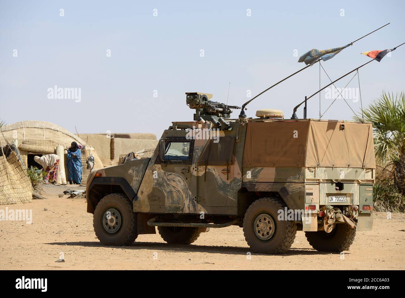 MALI, Gao, Minusma UN peace keeping mission, Camp Castor, german army  Bundeswehr, patrol with Eagle Mowag armored vehicle in village BAGOUNDJÉ  Stock Photo - Alamy