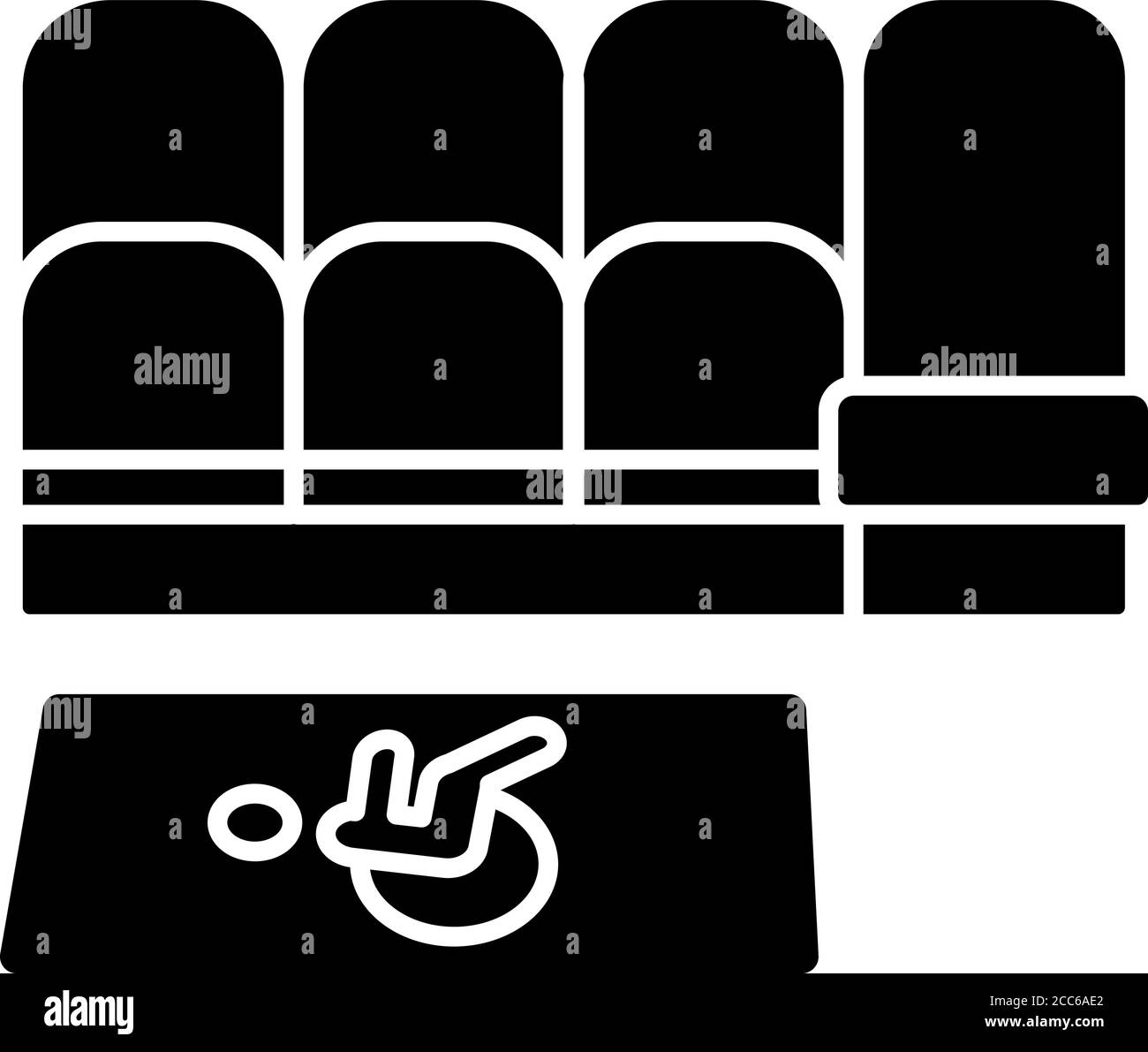 Accessible seating black glyph icon Stock Vector