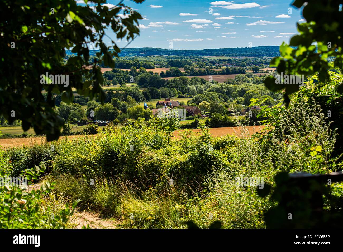 View across Kent fields near Shoreham in Kent Stock Photo
