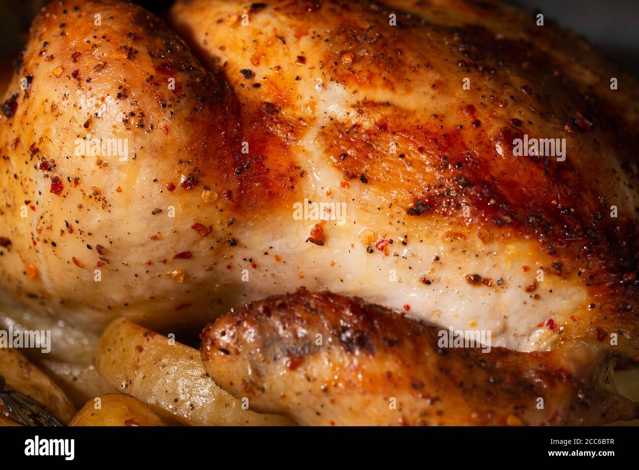 Chicken roasting in oven hires stock photography and images Alamy