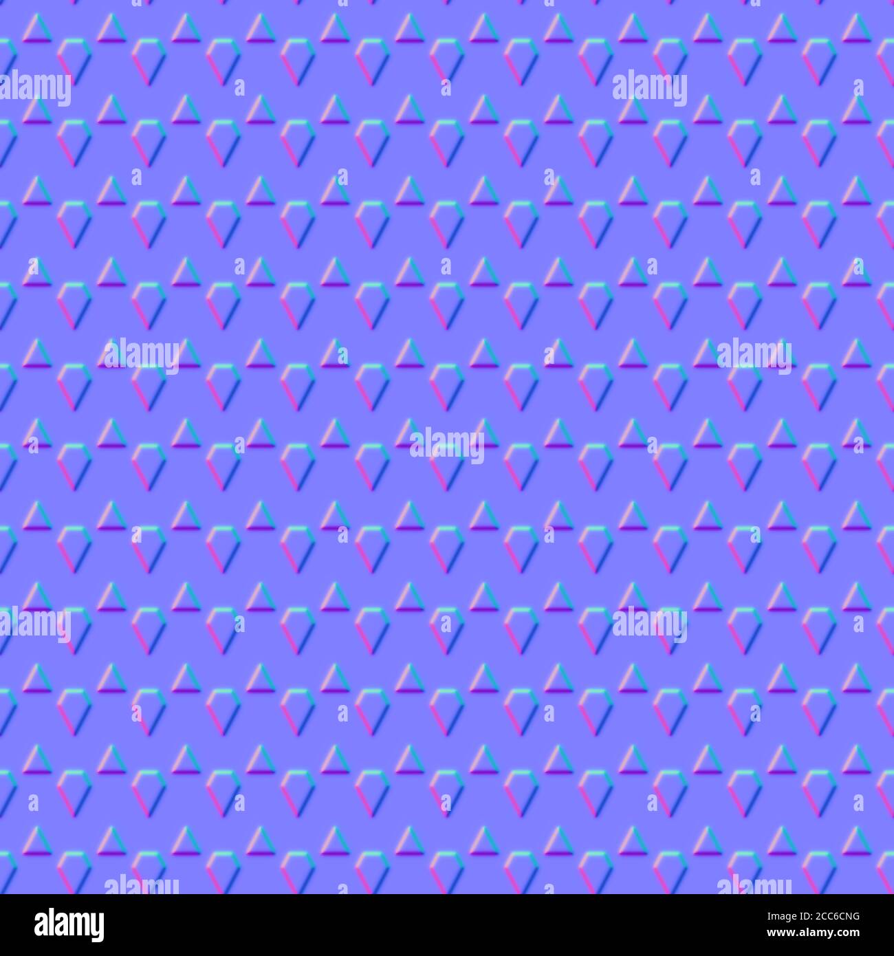 normal map of triangles, seamless pattern, tiling texture for use in 3D programs, 3d render Stock Photo