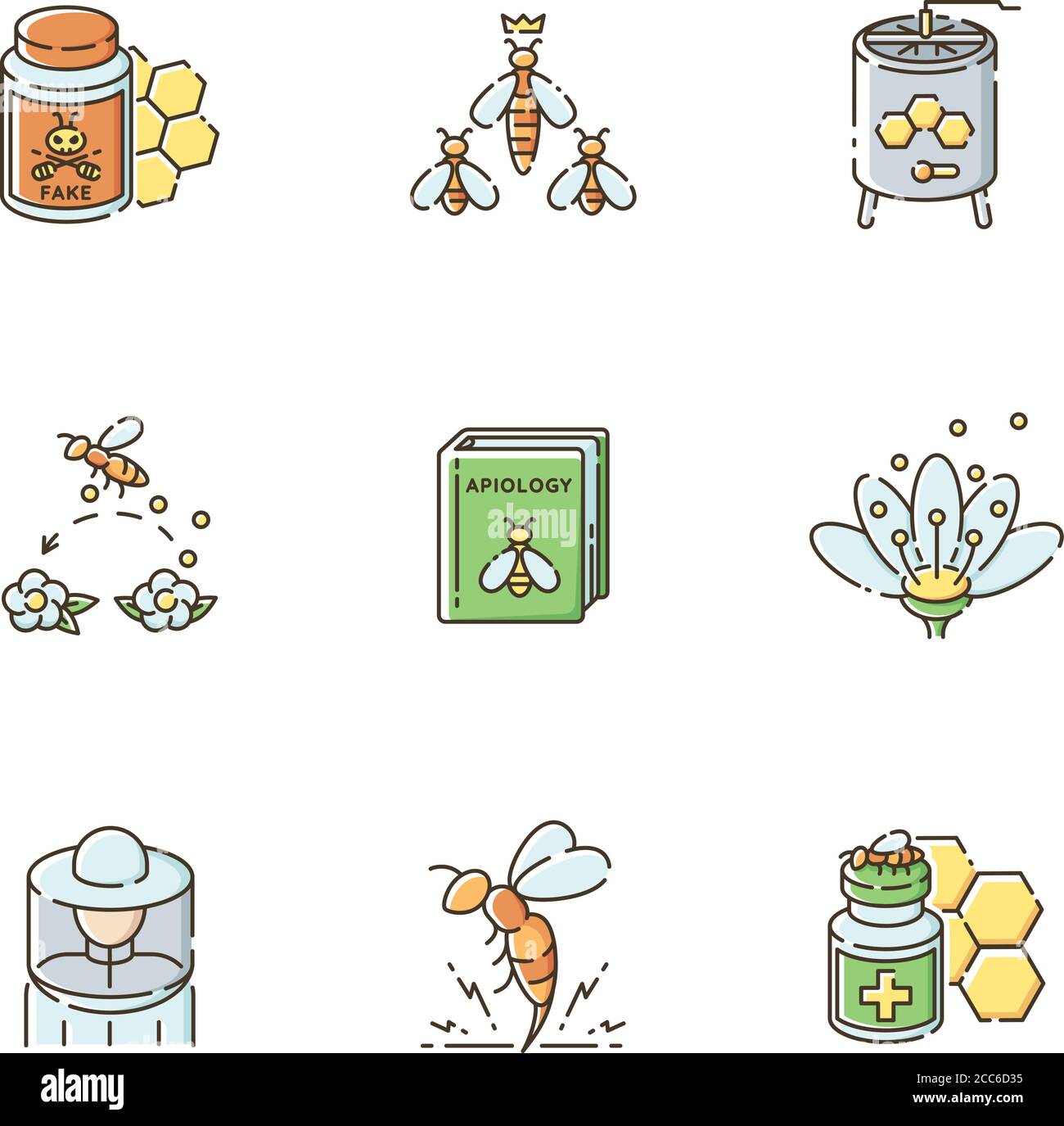 Apiculture RGB color icons set Stock Vector