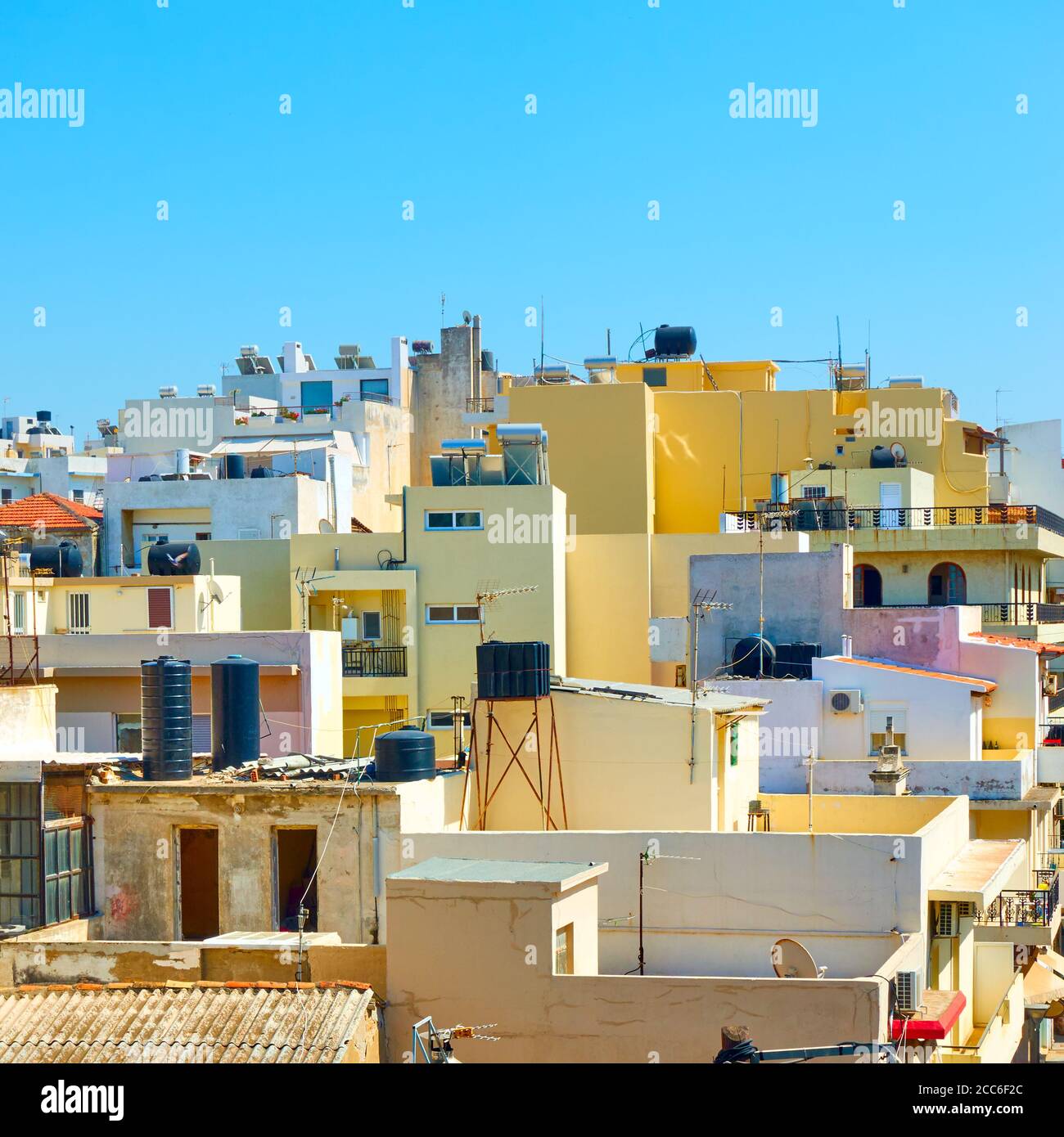 Colorful rooftops in Heraklion city, Crete, Greece Stock Photo