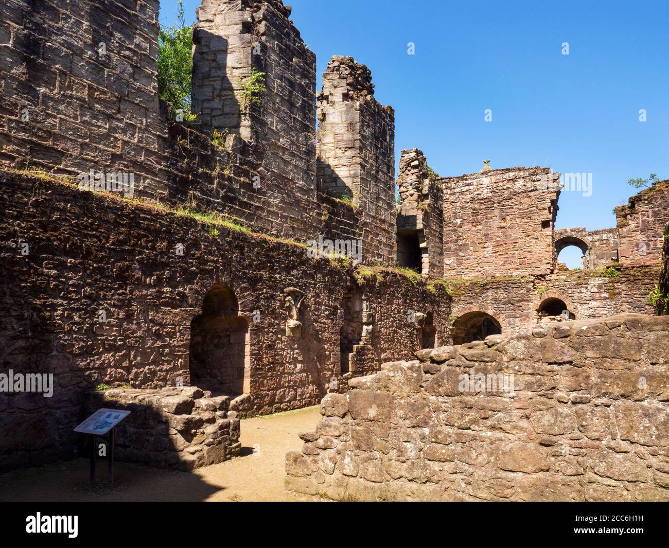 Ruins of Spofforth Castle a fortified house built against a rock outcrop in Spofforth Harrogate North Yorkshire England Stock Photo