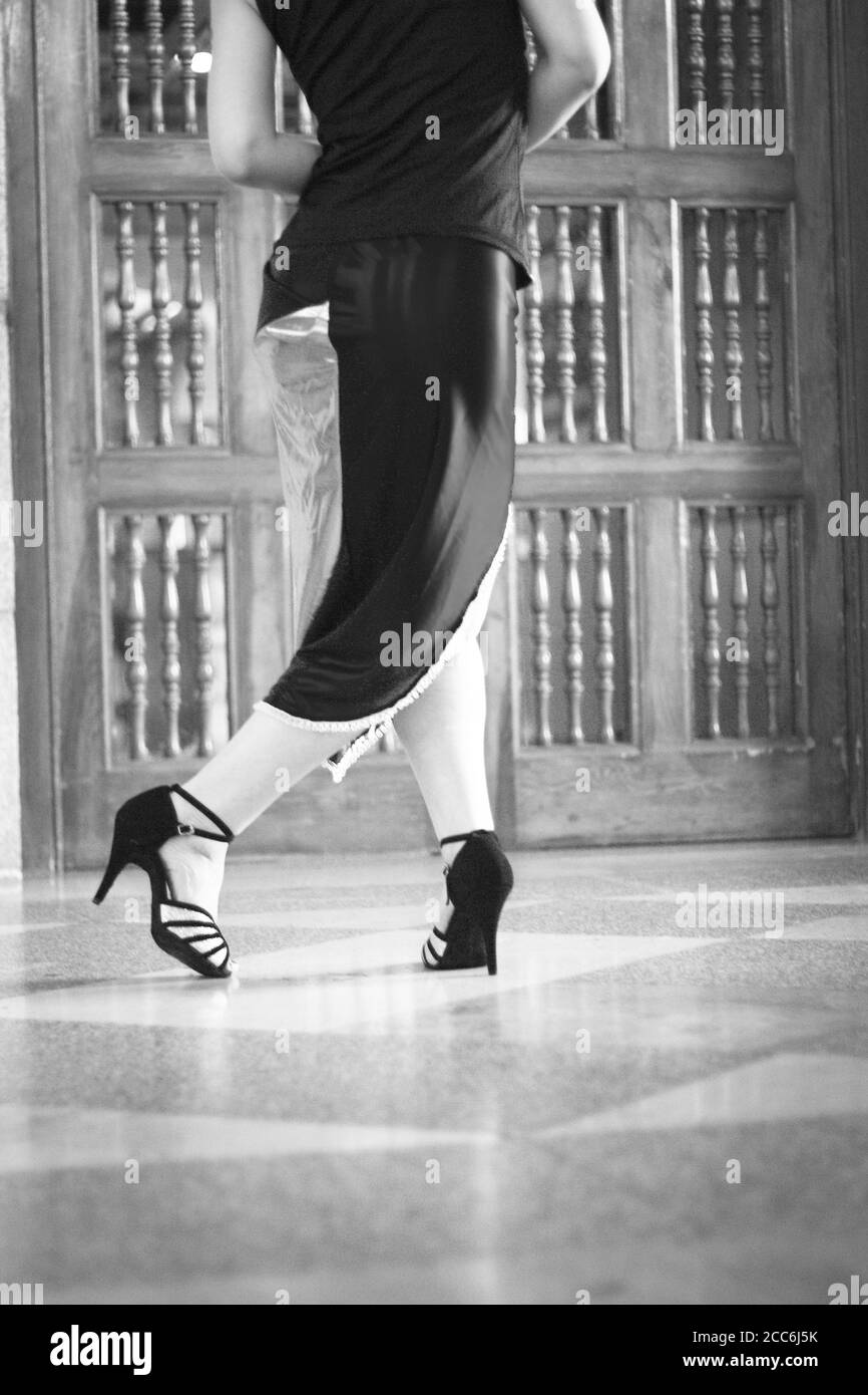 Dancing tango dancer. Posing. Copy space Stock Photo