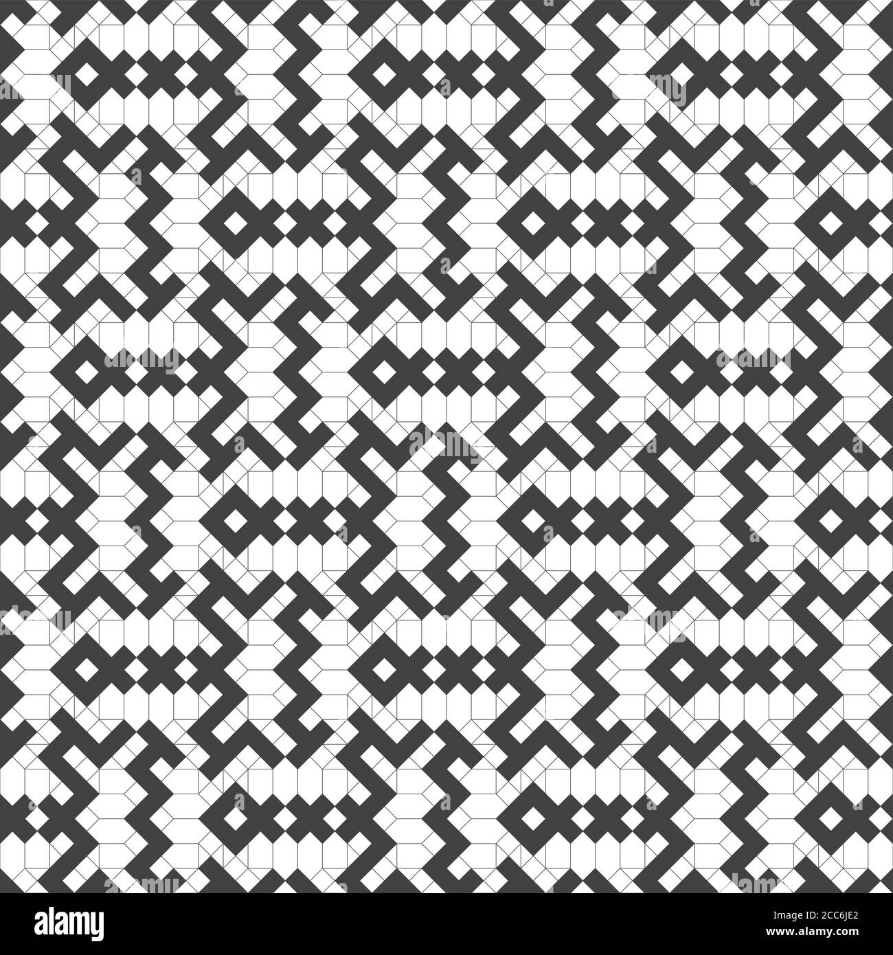 Seamless pattern. Stylish repeating geometric texture. Modern thin linear grid in Memphis style. Curved broken chaotic stripes. Vector design. Stock Vector