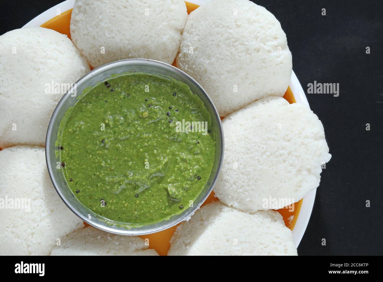 South Indian breakfast recipe Idly or Idli / rice cake served with