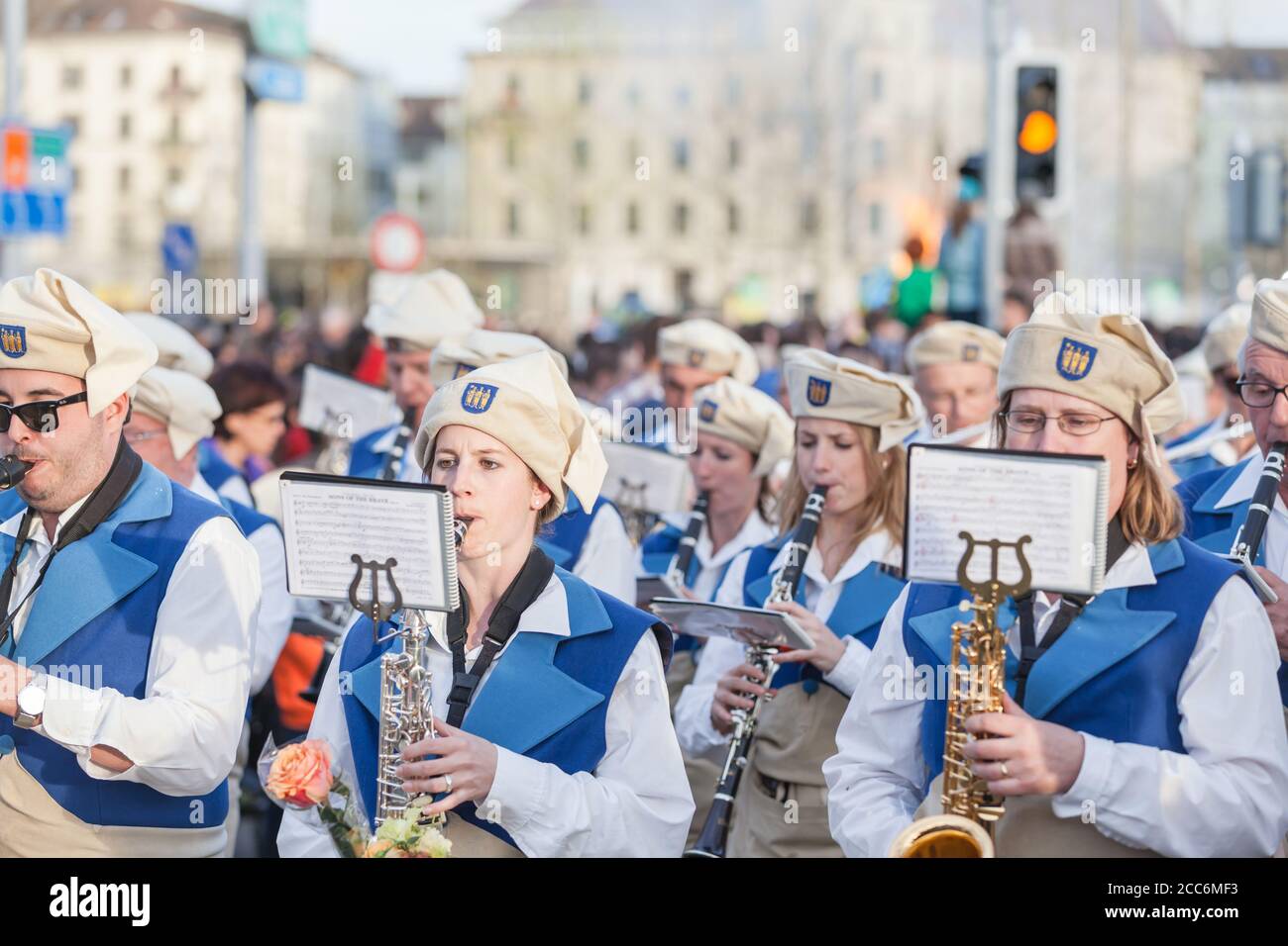 Zurich, Switzerland April 13, 2015 People in traditional costumes