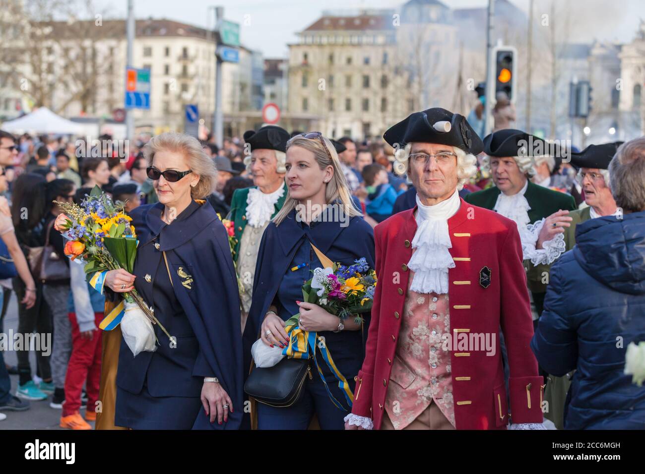 Zurich, Switzerland April 13, 2015 People in traditional costumes