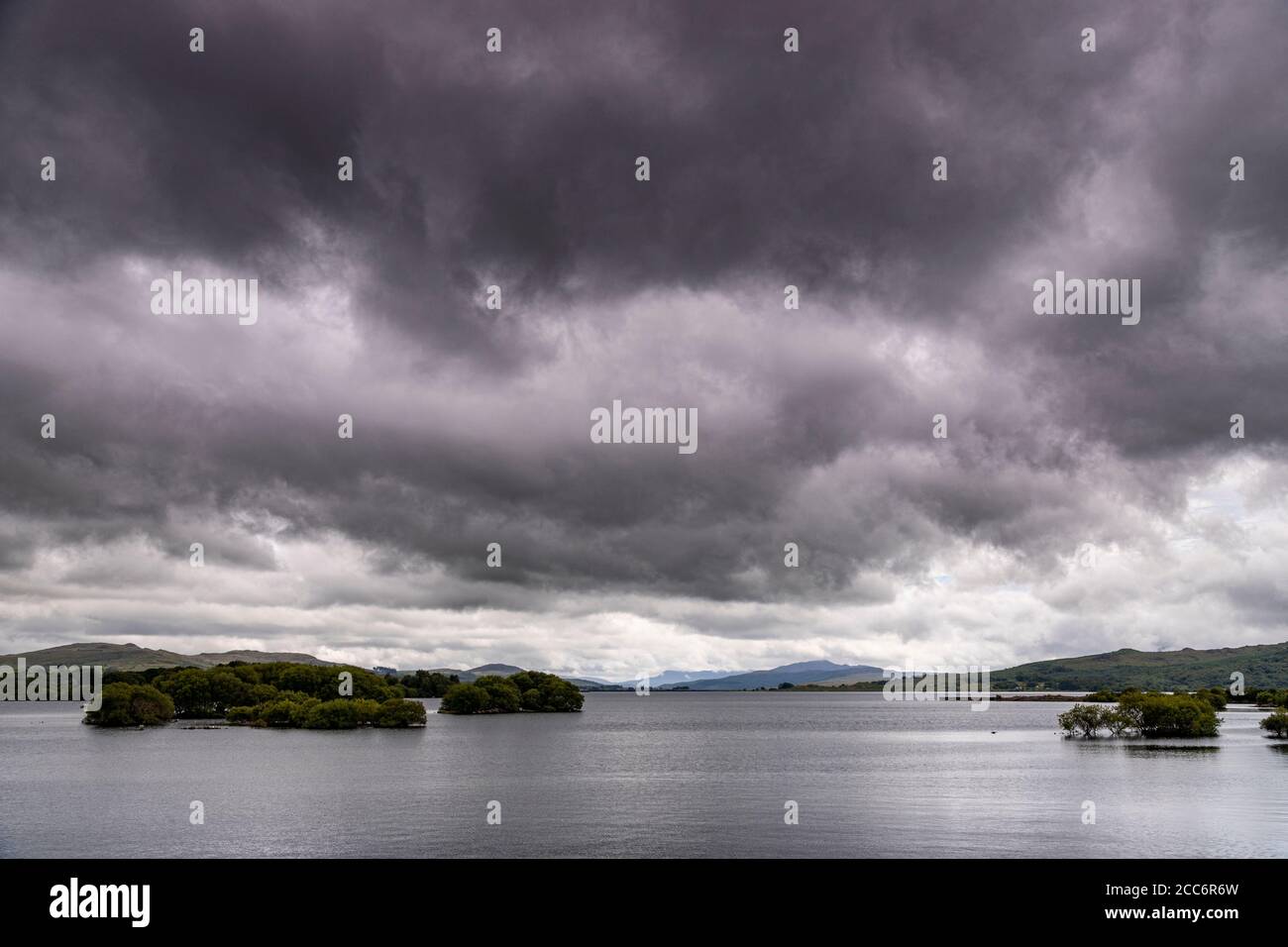 Storm clouds over Llyn Trawsfynydd, Wales Stock Photo