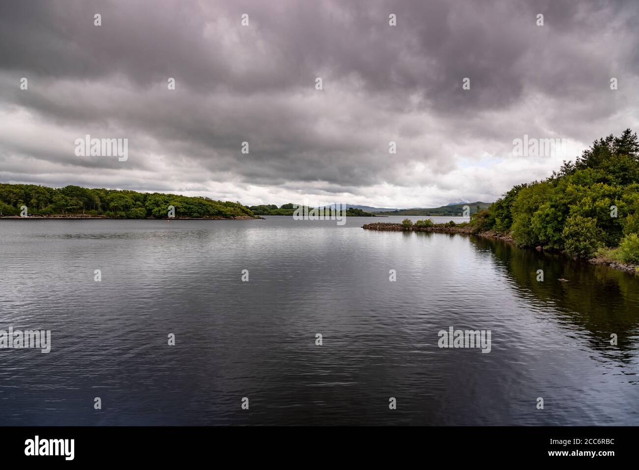 Storm clouds over Llyn Trawsfynydd, Wales Stock Photo