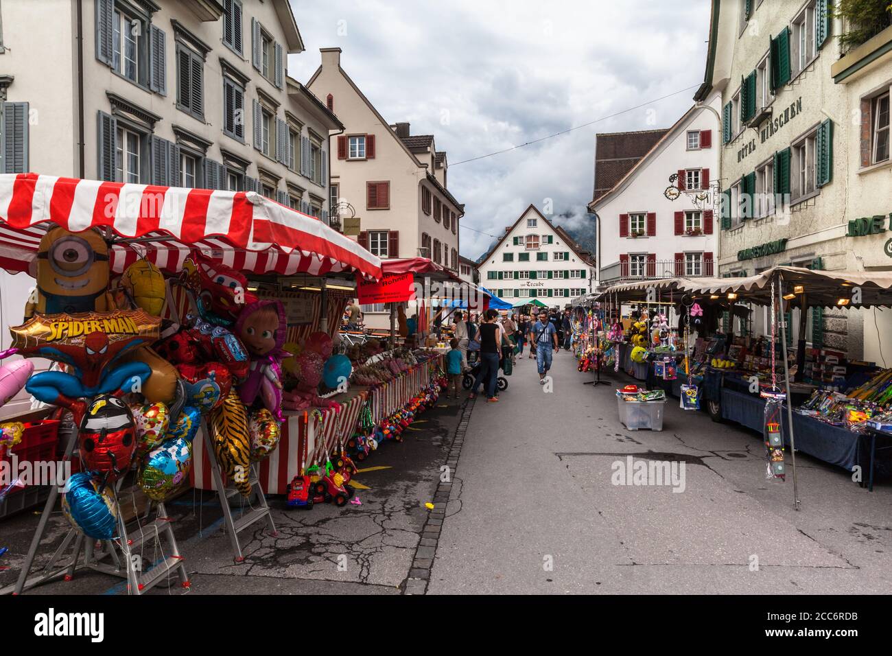 Walenstadt, Switzerland - August 6, 2016 - Weekend flea market in the small town Walenstadt, Canton of St. Gallen, Switzerland Stock Photo