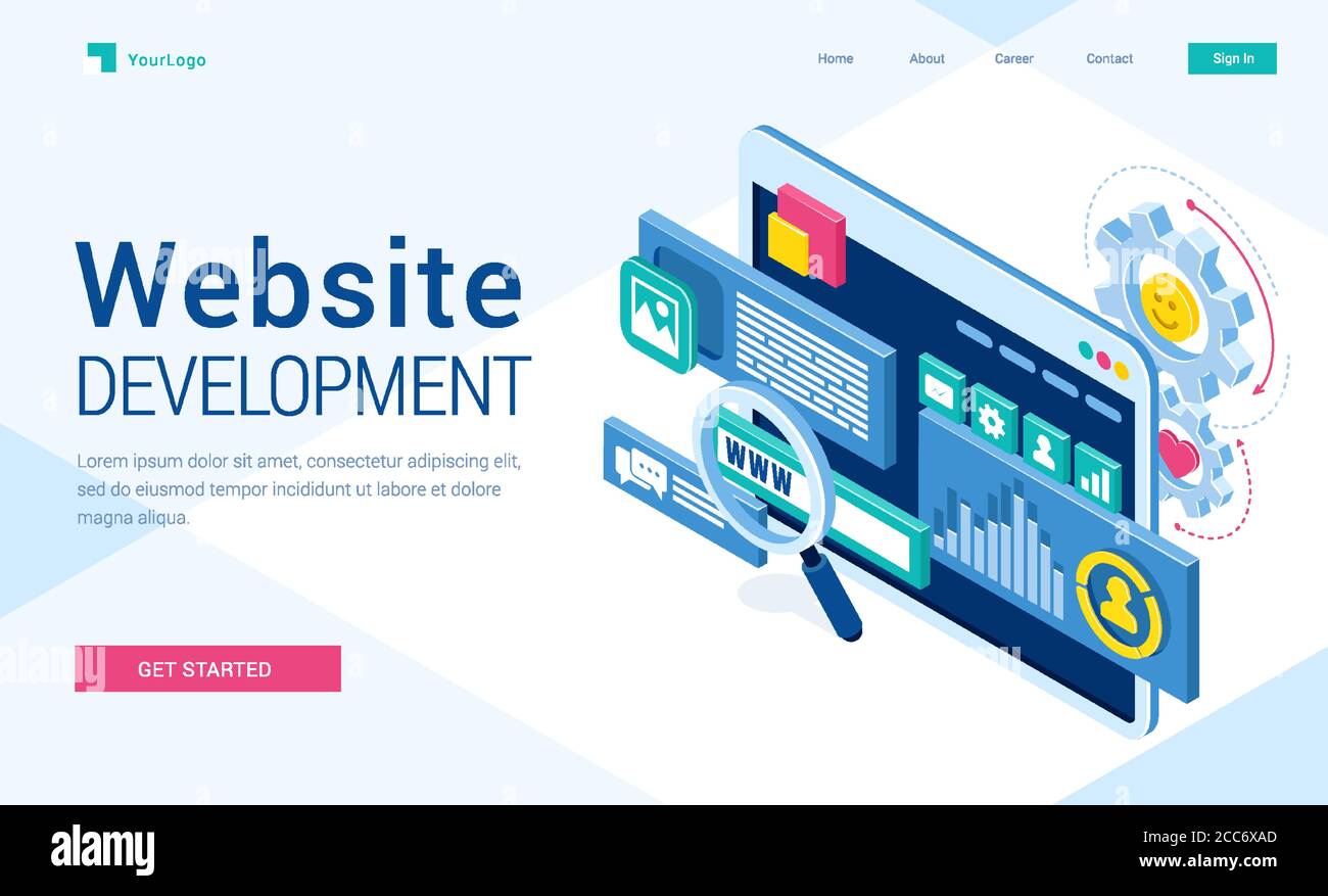 Website development banner. Concept of engineering and programming ...