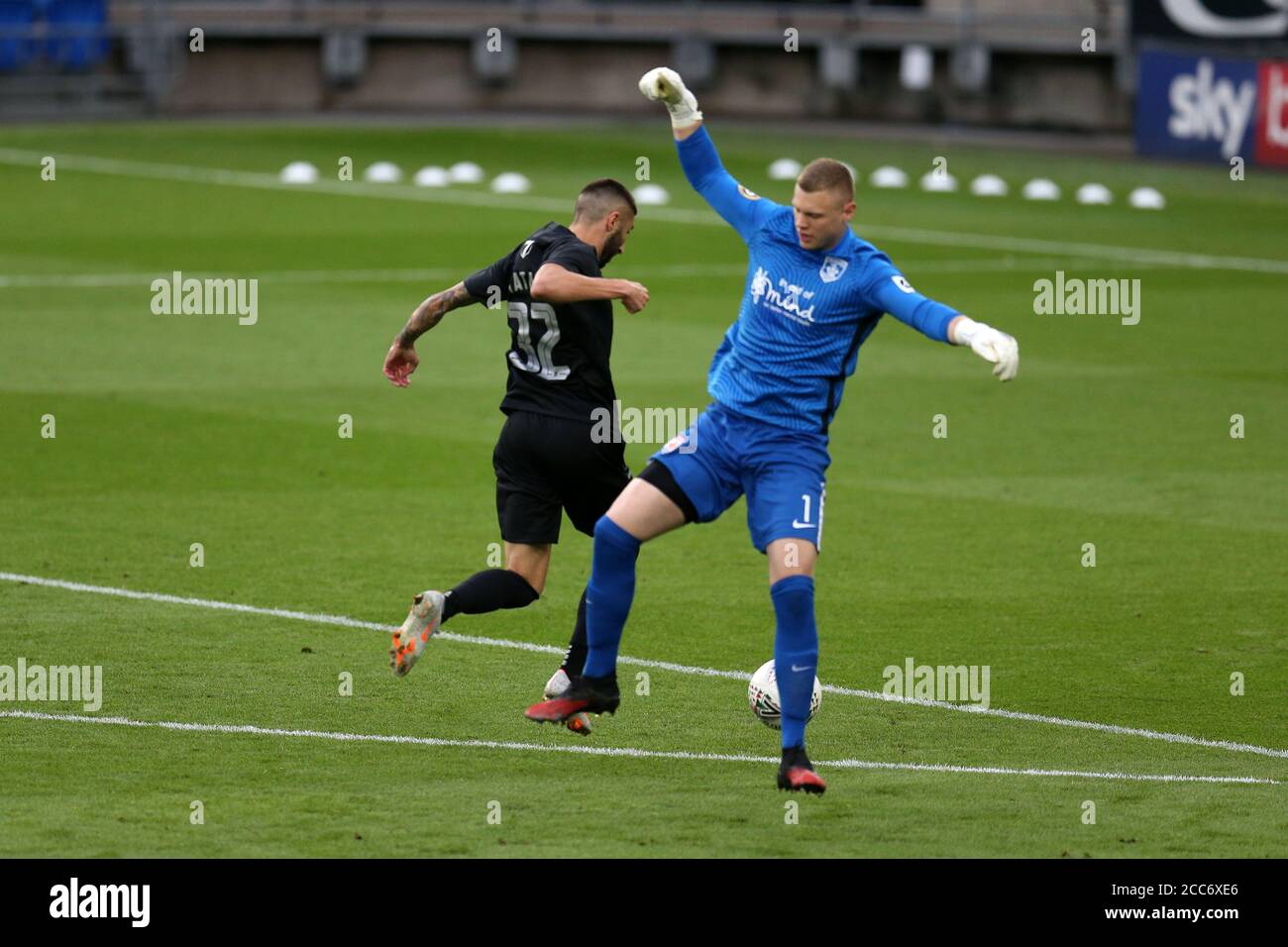 Benjamin Tatar Of Fk Sarajevo 32 Goes Past Lewis Brass The Goalkeeper Of Connah S Quay Nomads And He Scores Their 1st Goal Uefa Champions League First Qualifying Round Match Connah S Quay Nomads