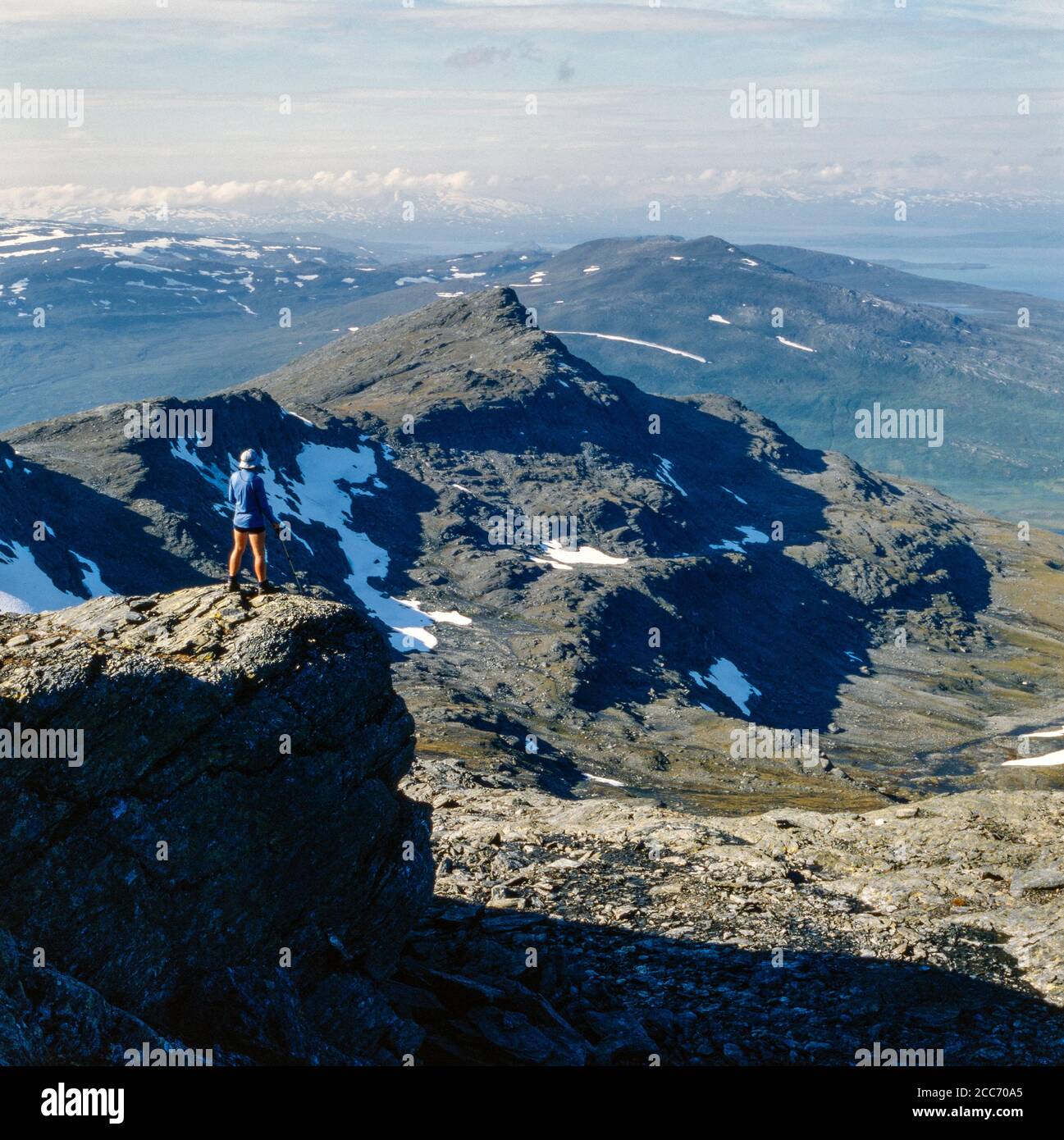 The Padjelanta National Park and the northern summit from the ridge of Jeknaffo (1836m),  Sweden Stock Photo