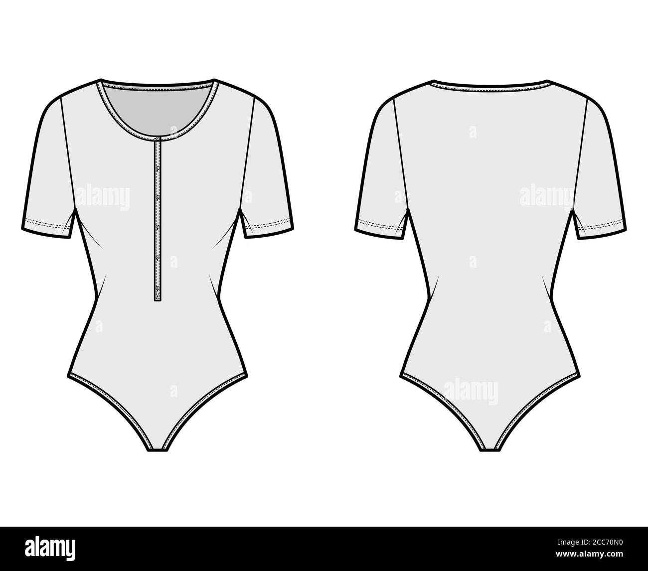 Cottonjersey tshirt bodysuit technical fashion illustration with