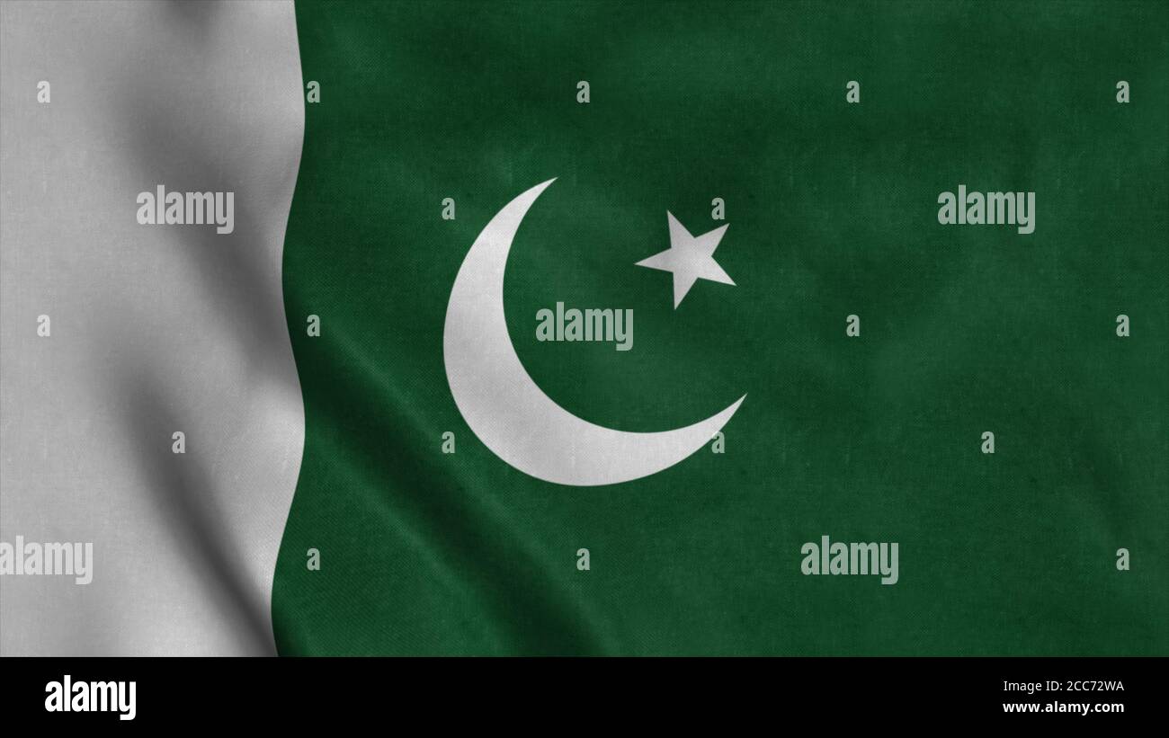 Pakistan flag waving in the wind with high quality texture. 3d ...