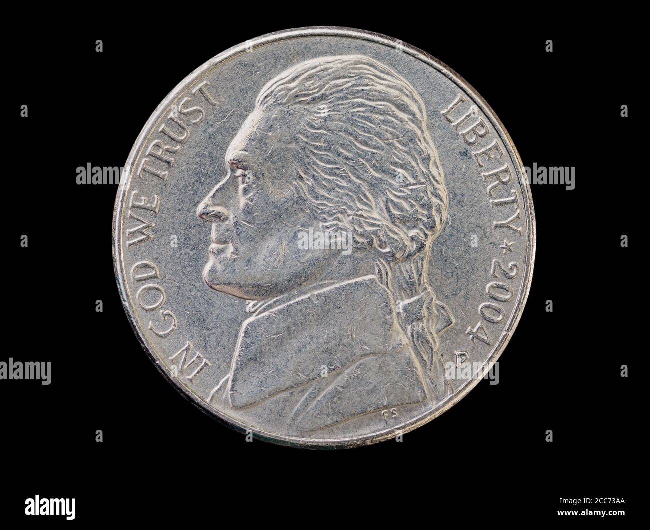 US nickel coin head isolated on black Stock Photo Alamy