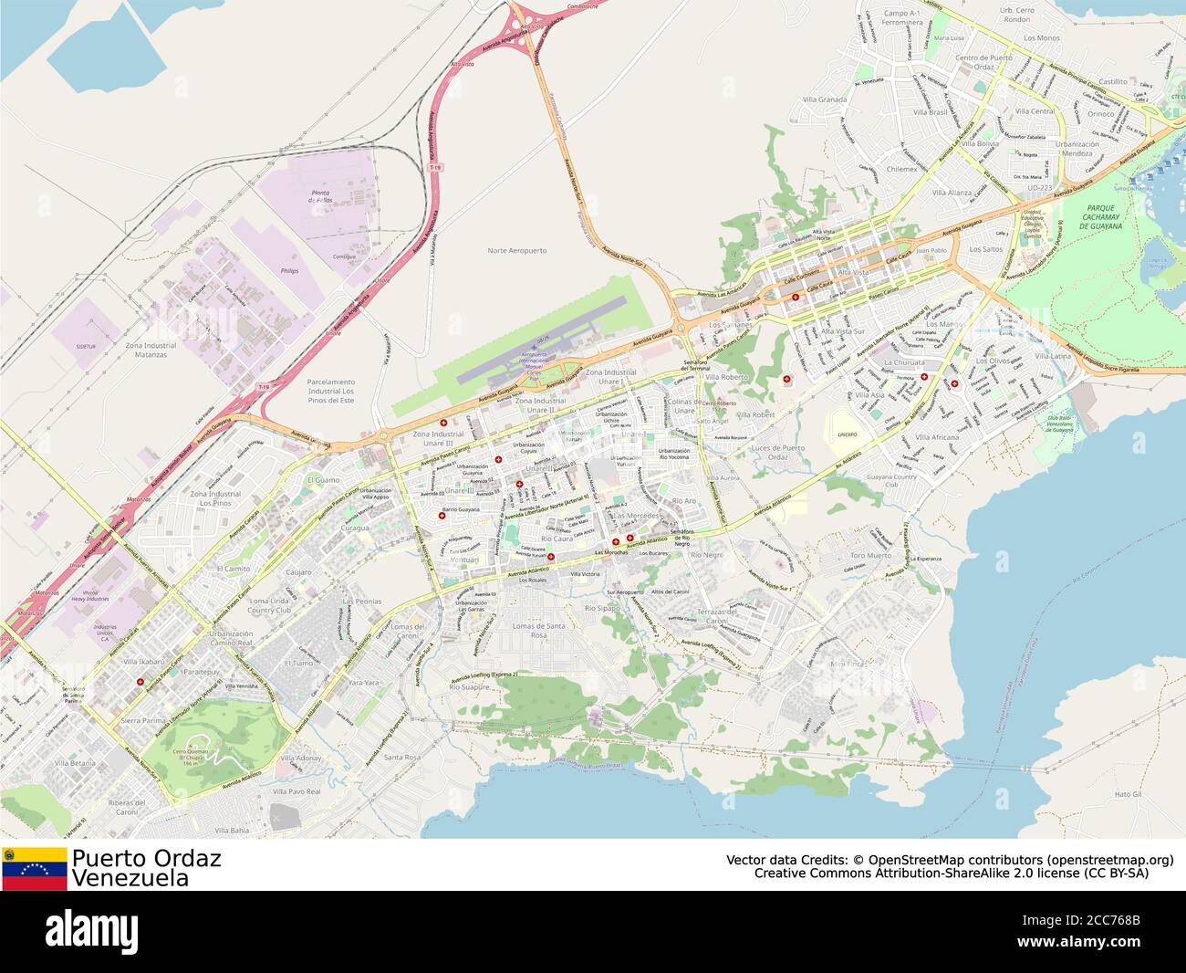 Puerto Ordaz Venezuela Map Puerto Ordaz,San Felix,Ciudad Guayana,Bolivar State, Venezuela Stock Vector  Image & Art - Alamy