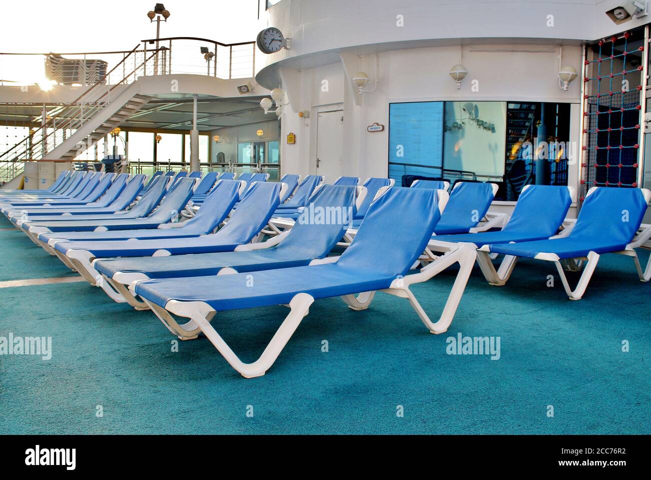 Empty deck chairs on a cruise ship Stock Photo - Alamy
