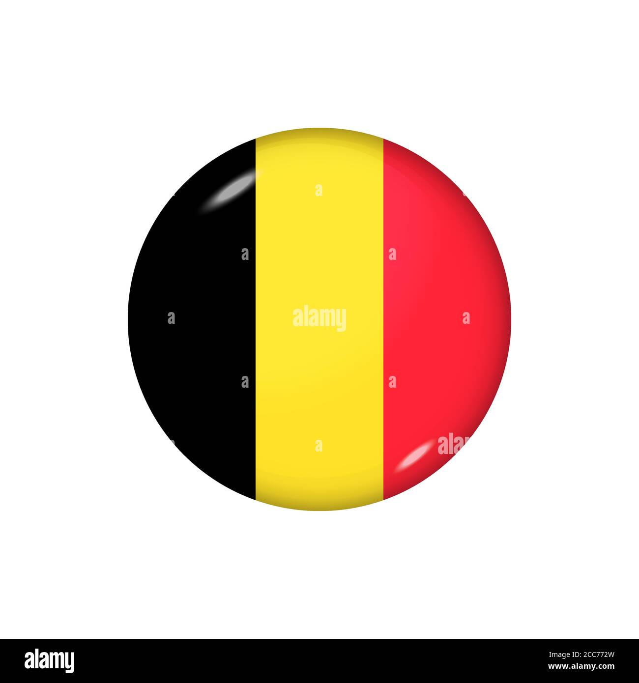 Round flag of Belgium. Vector illustration. Button, icon, glossy badge Stock Vector