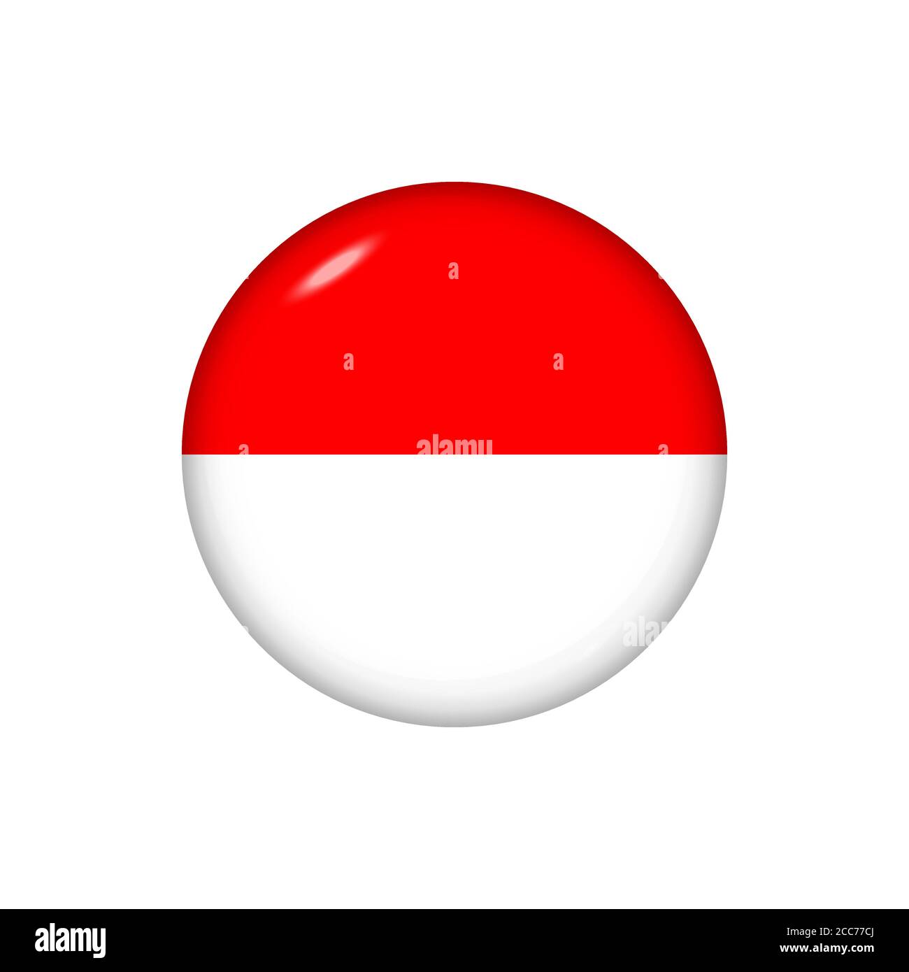 Round flag of Indonesia. Vector illustration. Button, icon, glossy badge Stock Vector