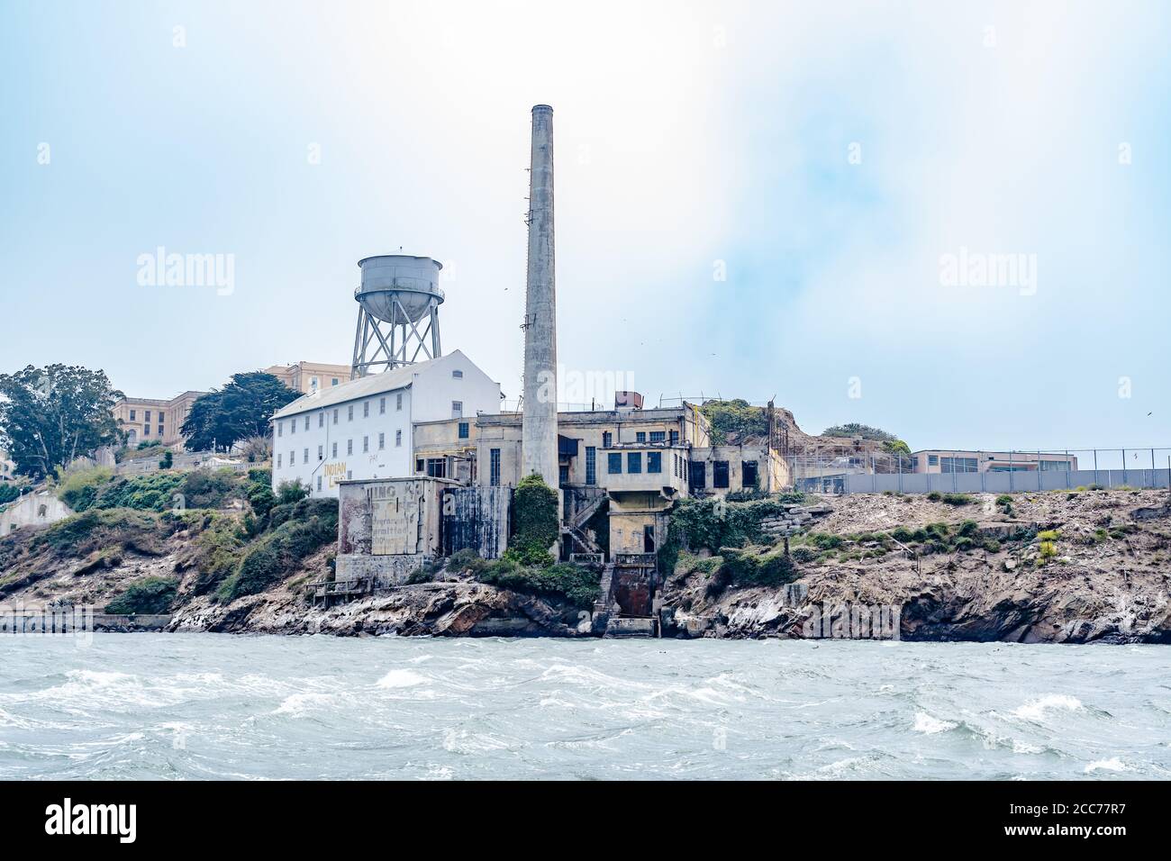 Alcatraz Island, formerly housed a high-security prison now it is a National historic landmark open for tours in San Francisco, CA Stock Photo
