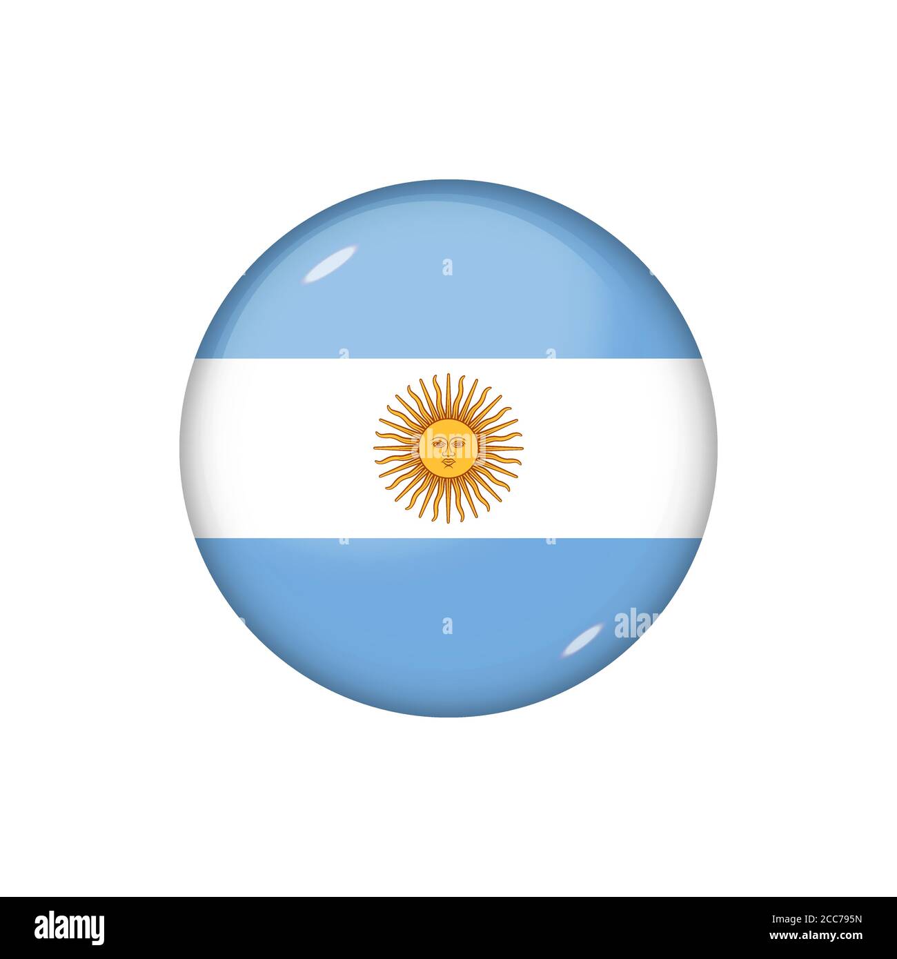 Round flag of Argentina. Vector illustration. Button, icon, glossy badge Stock Vector
