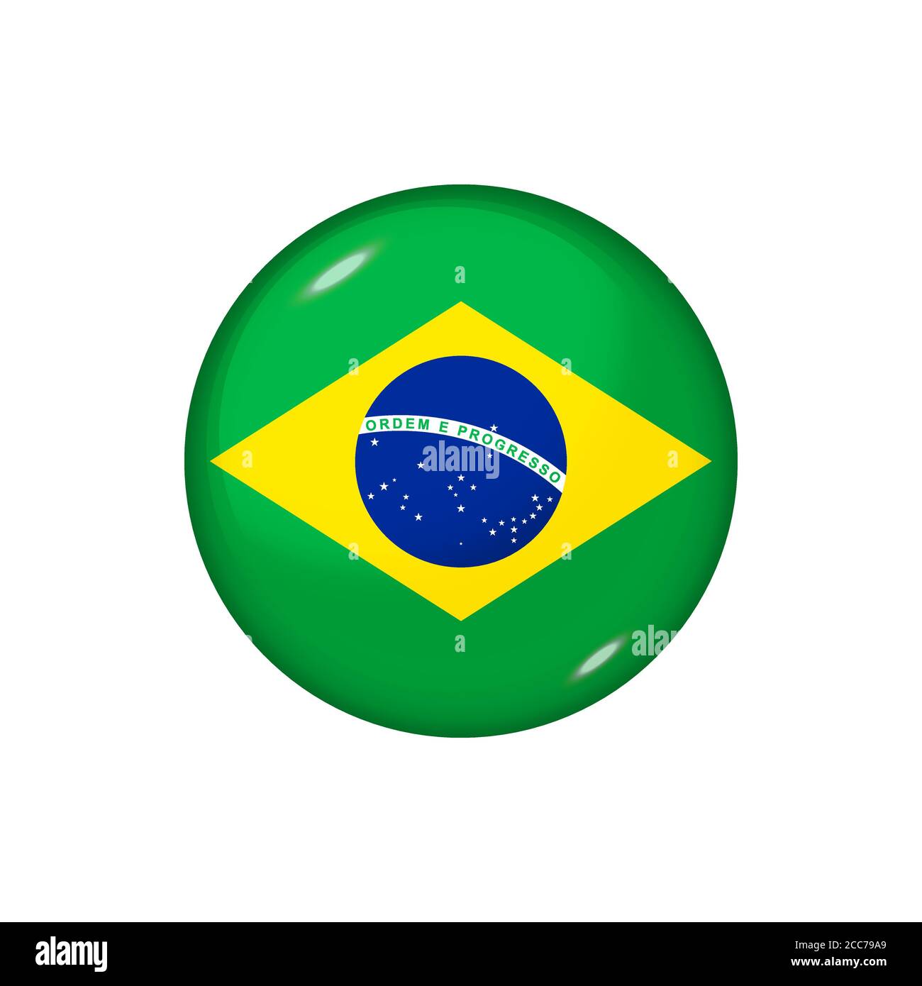 Round flag of Brazil. Vector illustration. Button, icon, glossy badge ...