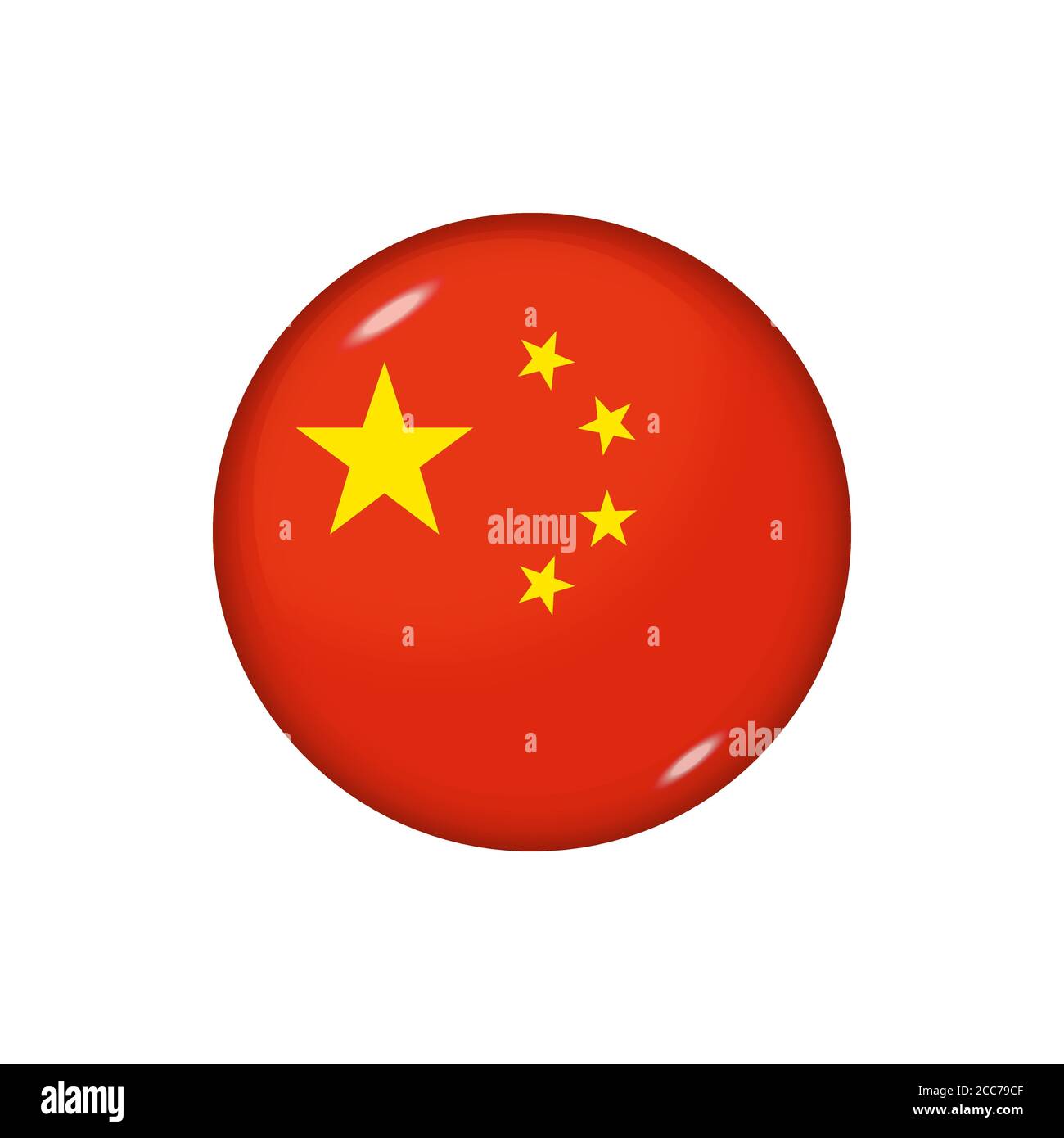 Round flag of China. Vector illustration. Button, icon, glossy badge