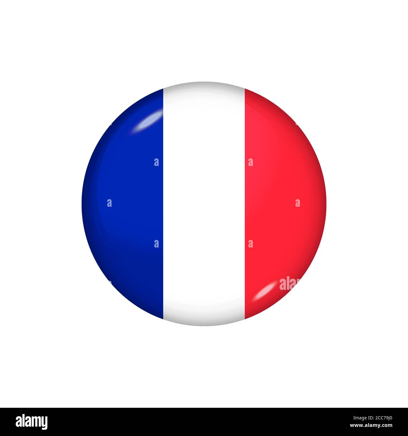 Icon flag of France. Round glossy flag. Vector illustration. EPS 10 Stock Vector