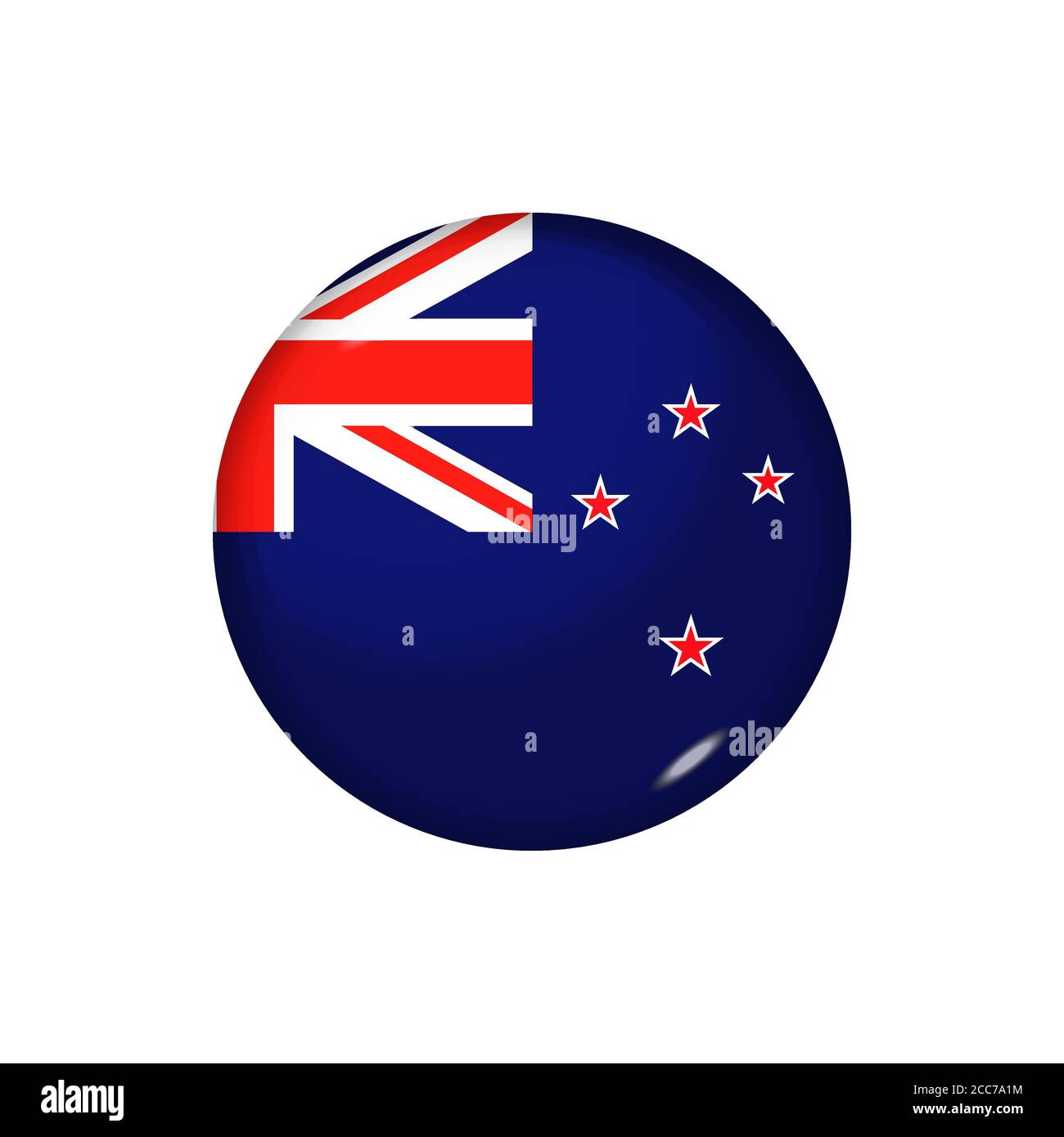 Icon flag of New Zealand. Round glossy flag. Vector illustration. EPS 10 Stock Vector