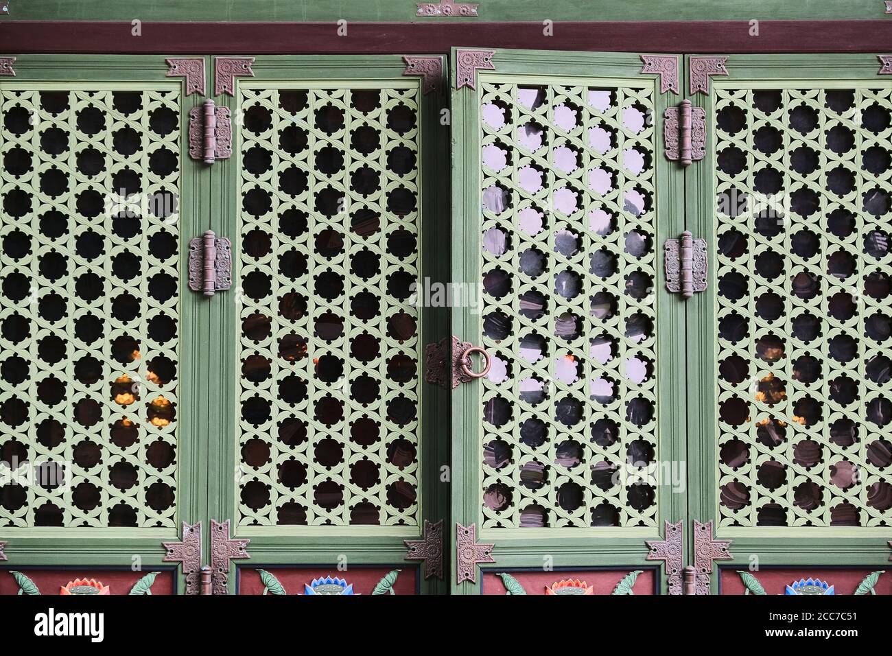 Open Green Door To A Local Buddhist Temple In Busan South Korea Stock Photo Alamy