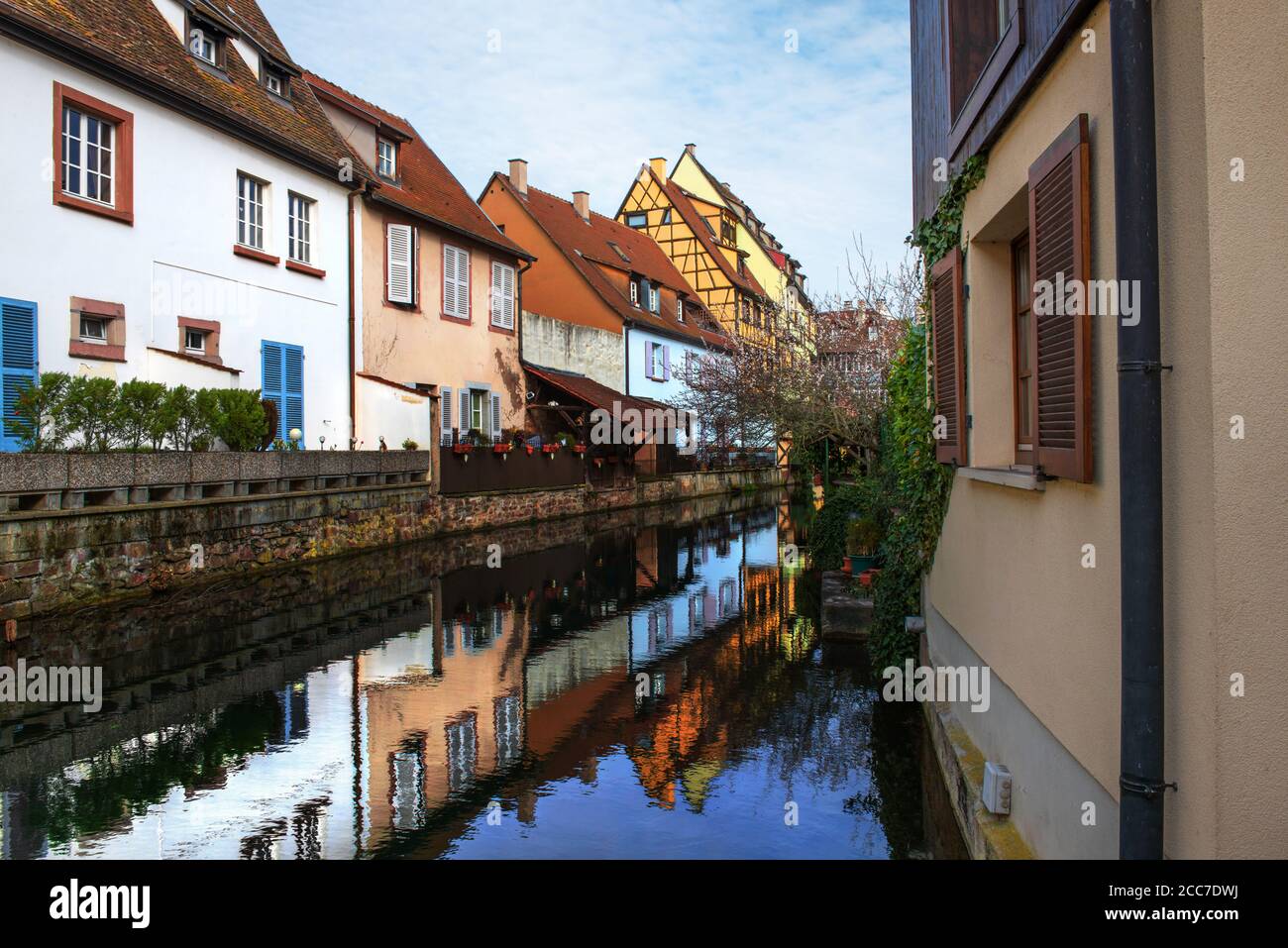 A beautiful view of buildings in the historic town of Colmar, in Alsace, France Stock Photo