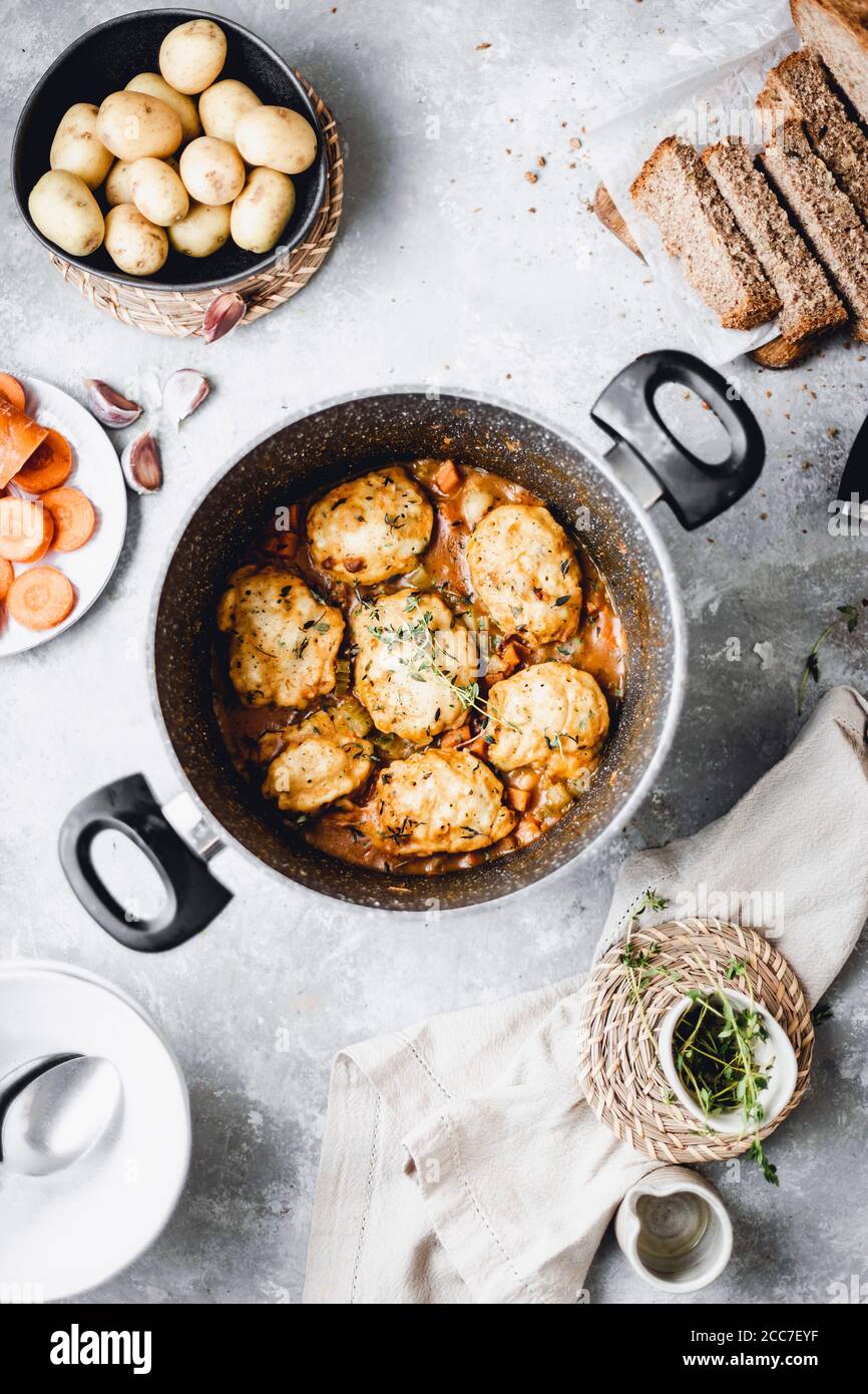 Vegetable Stew and Dumplings Stock Photo Alamy
