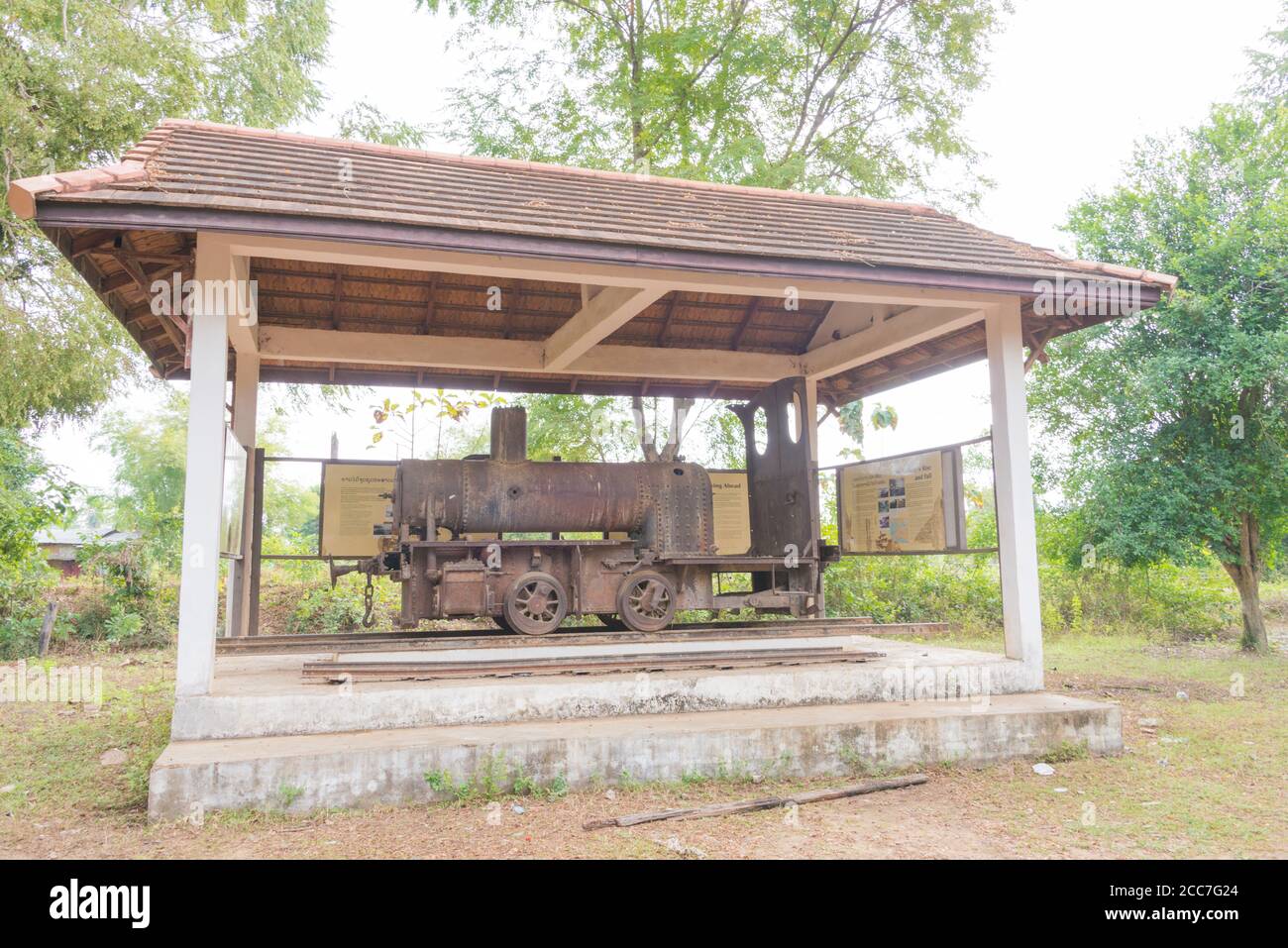 Champasak, Laos - Steam Locomotive at Don Khon in 4000 islands, Champasak, Laos. Stock Photo
