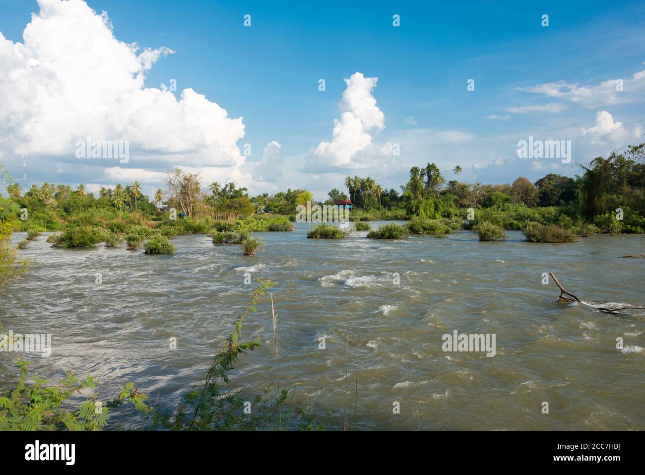 Champasak, Laos - Mekong River in 4000 islands, Champasak Province, Laos. Stock Photo