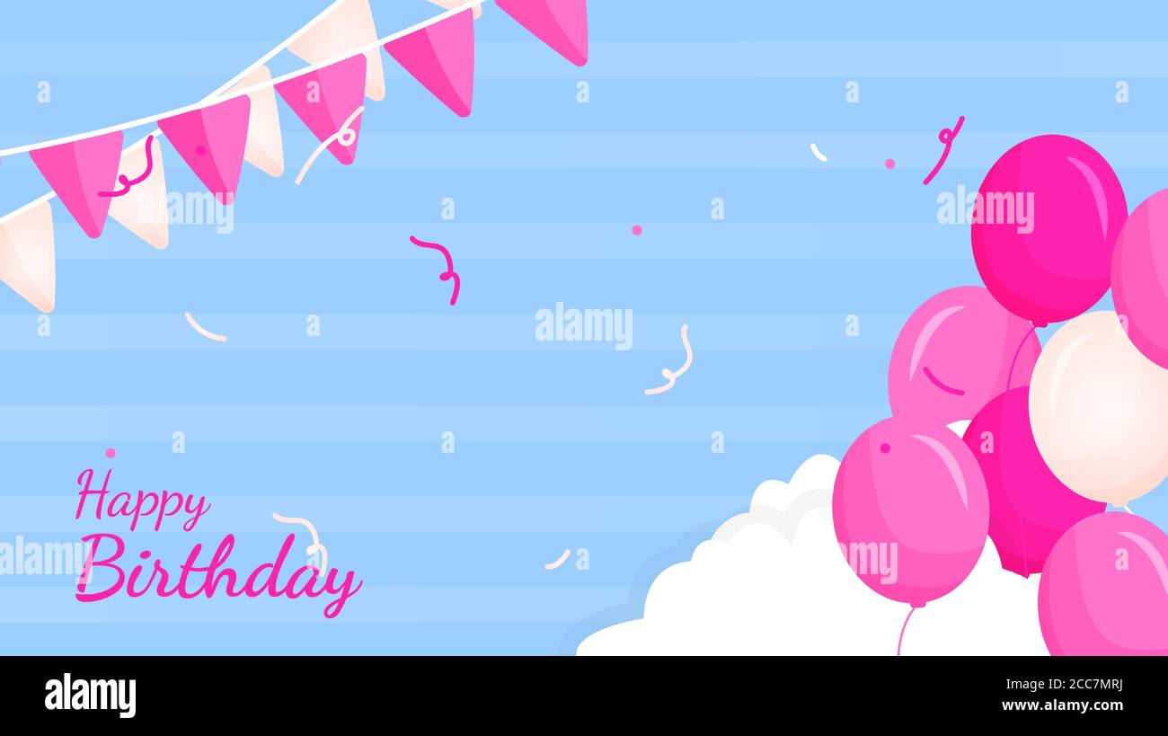 design banner greeting happy birthday in pink for girl with ...