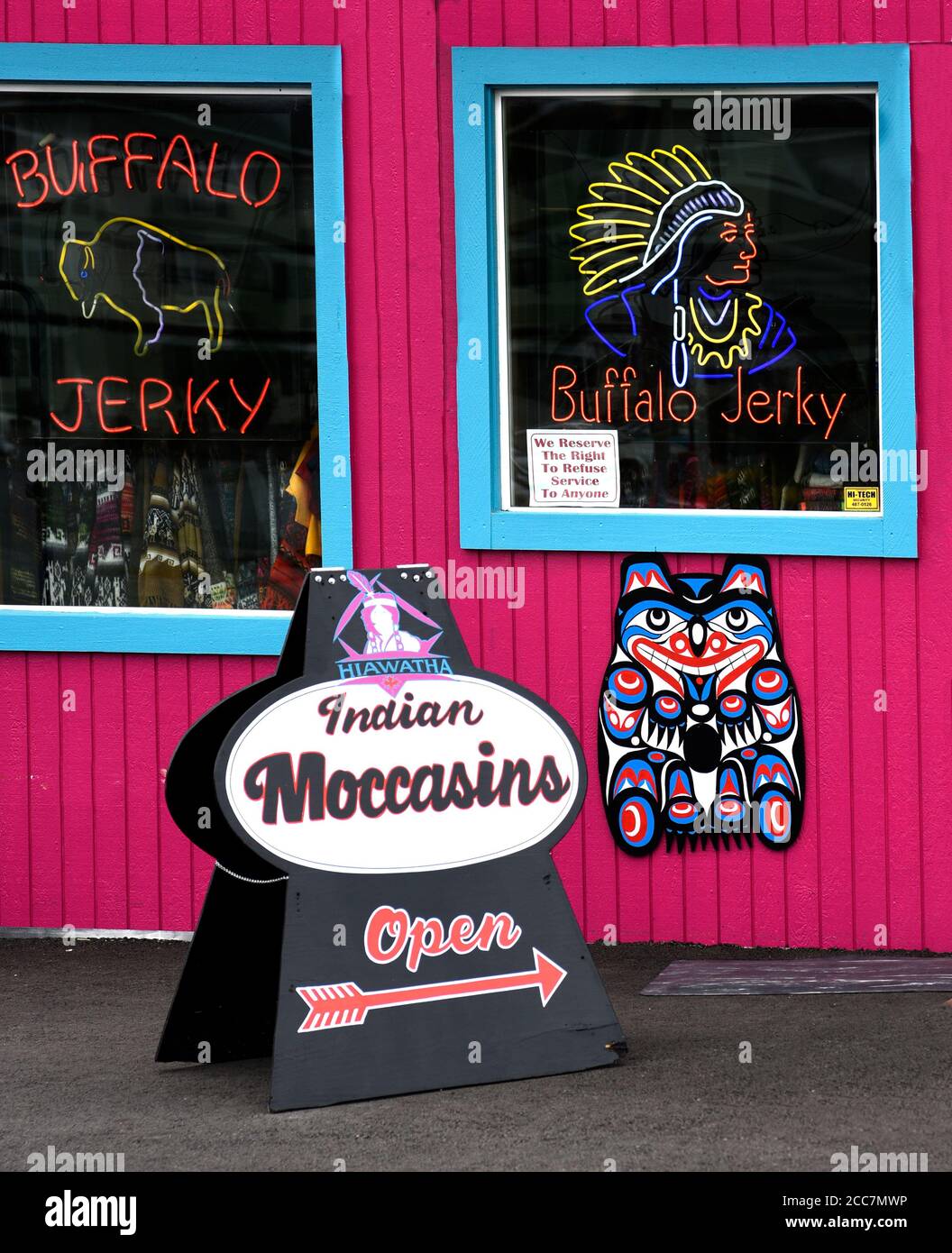 A Native-American arts and crafts shop in Crescent City, California. Stock Photo