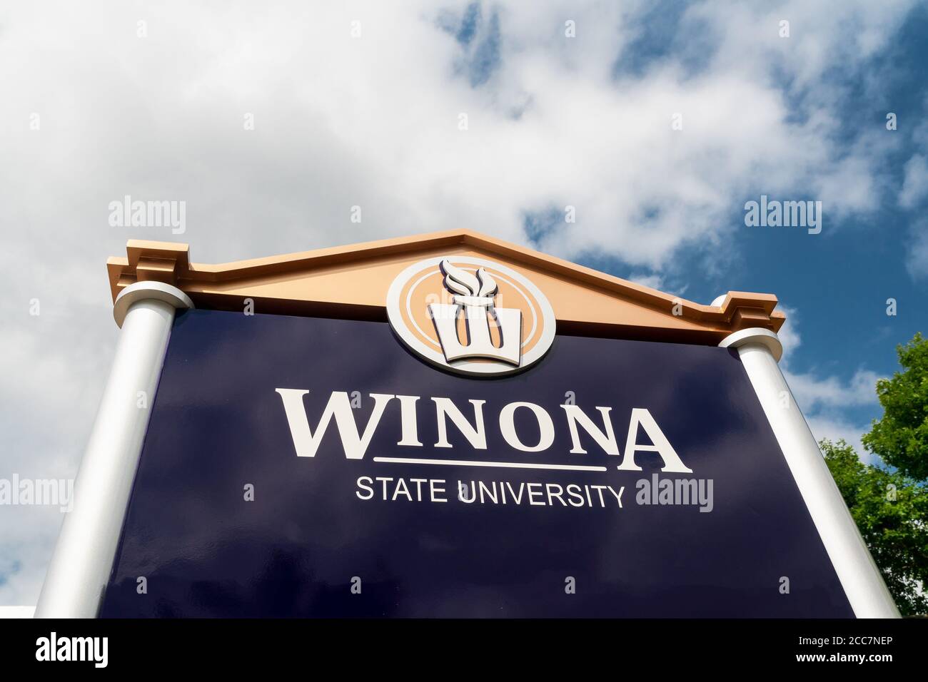 WINONA, MN/USA AUGUST 9, 2020 Entrance sign and trademark logo to