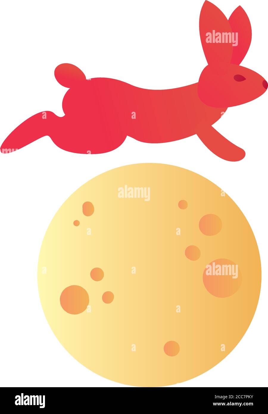 rabbit with moon of mid autumn harvest moon festival gradient style icon design, Oriental chinese and celebration theme Vector illustration Stock Vector