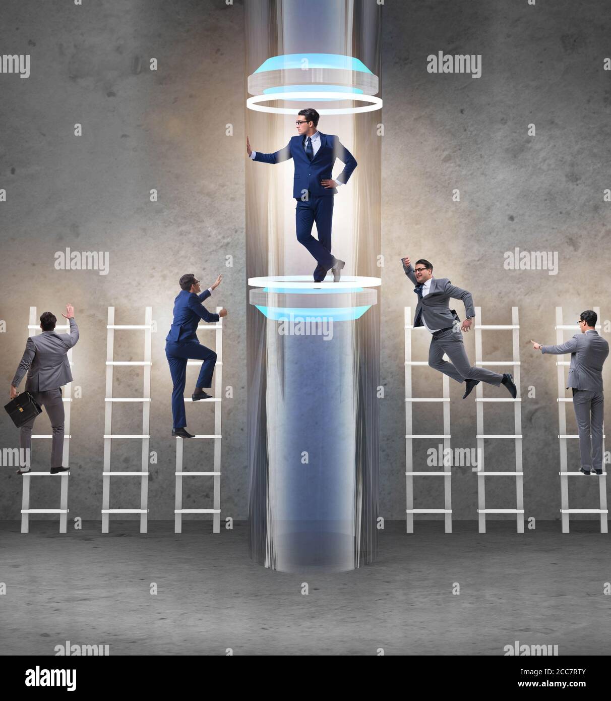 The businessmen in accelerated and fast promotion concept Stock Photo ...