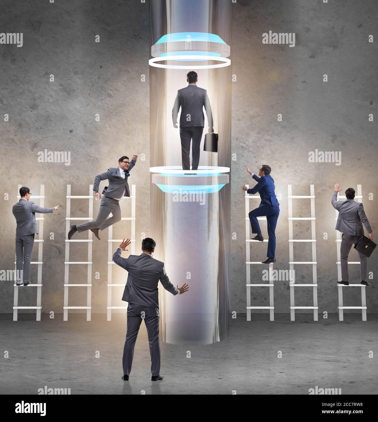 The businessmen in accelerated and fast promotion concept Stock Photo ...