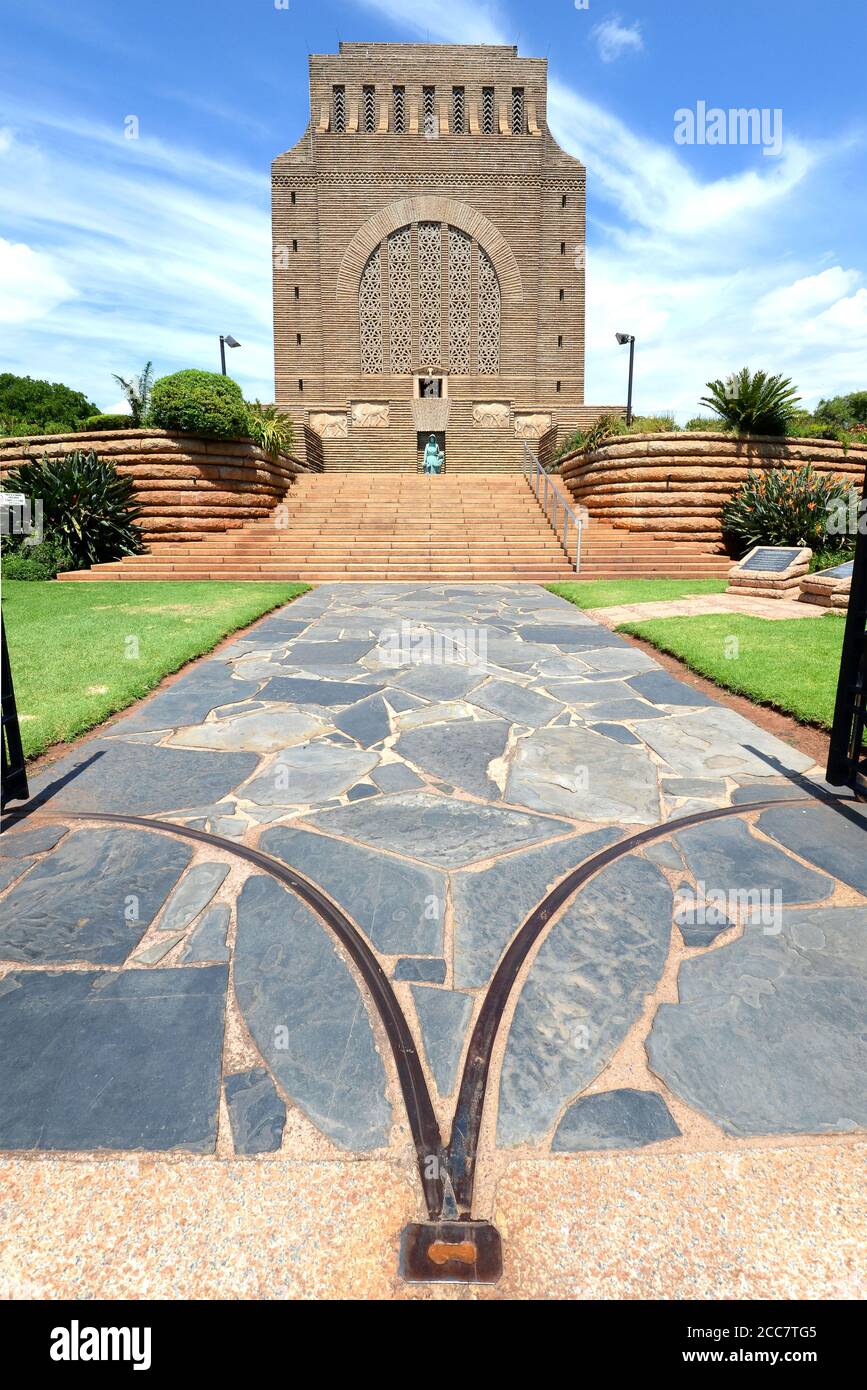 Voortrekker Monument built near Pretoria in South Africa. Structure designed by Gerard Moerdijk. In honor of Voortrekkers who left the Cape Colony. Stock Photo