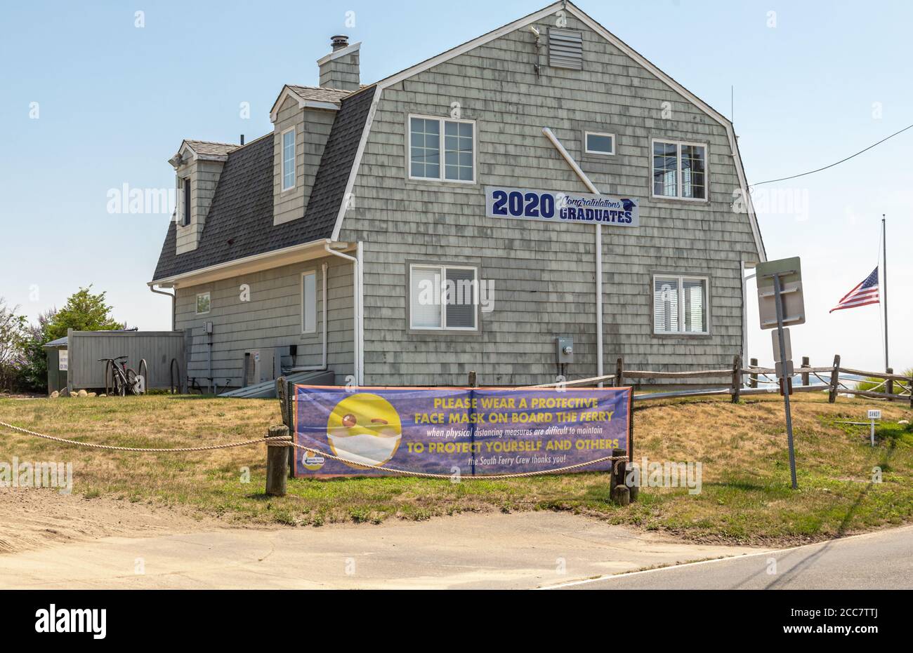 Shelter Island South Ferry office building in Shelter Island, NY Stock Photo