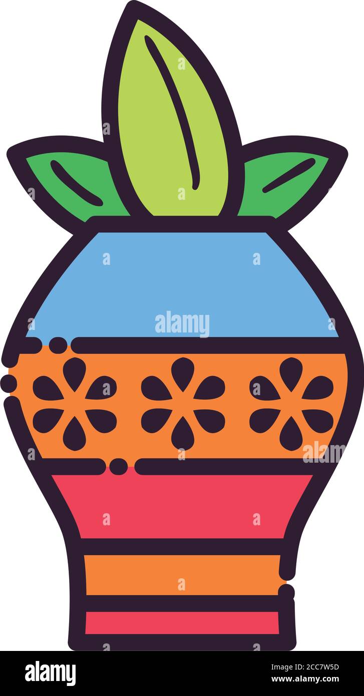 Plant inside pot line and fill style icon design of Floral nature ...